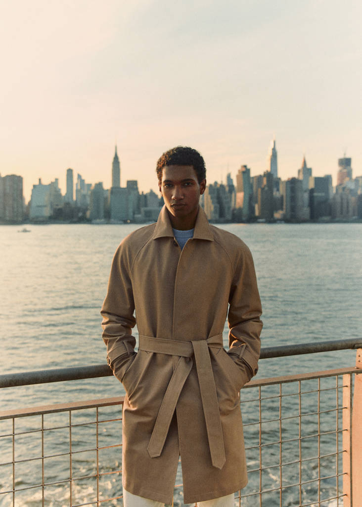 Water-repellent quilted trench coat — Medium Brown