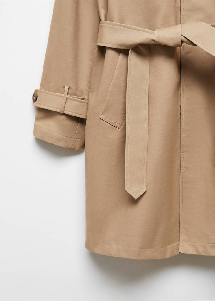 Water-repellent quilted trench coat — Medium Brown