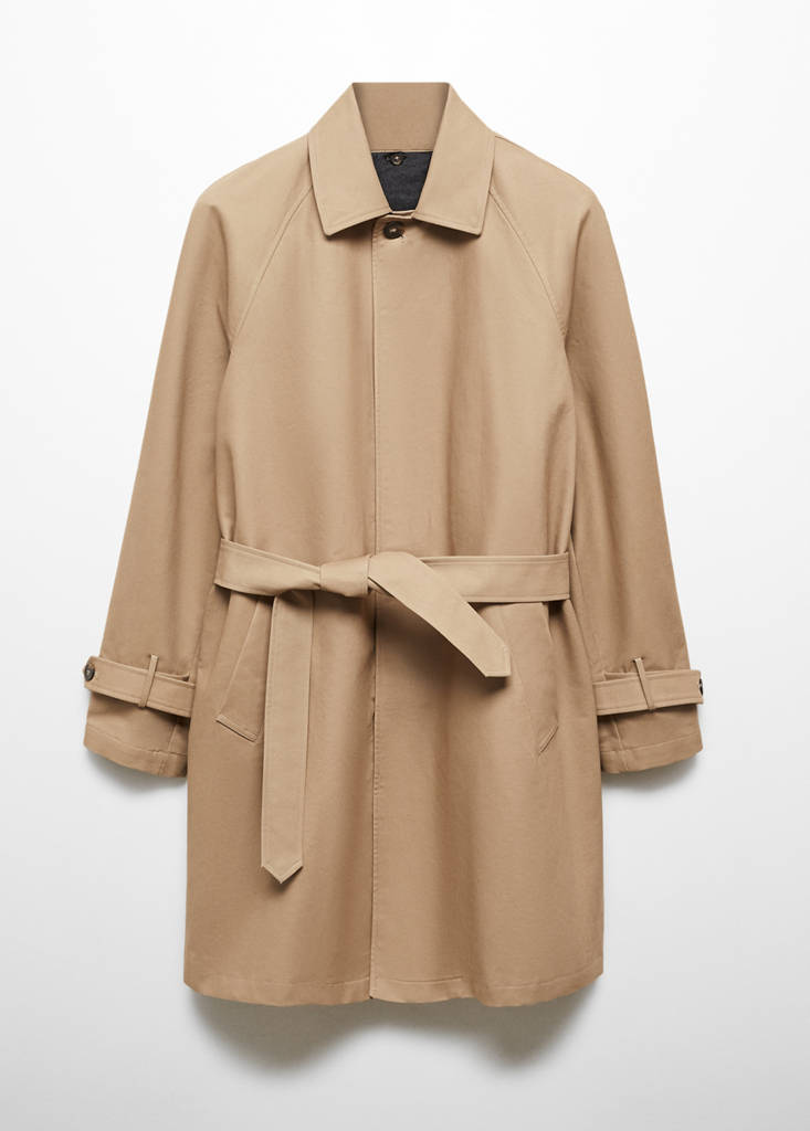 Water-repellent quilted trench coat — Medium Brown