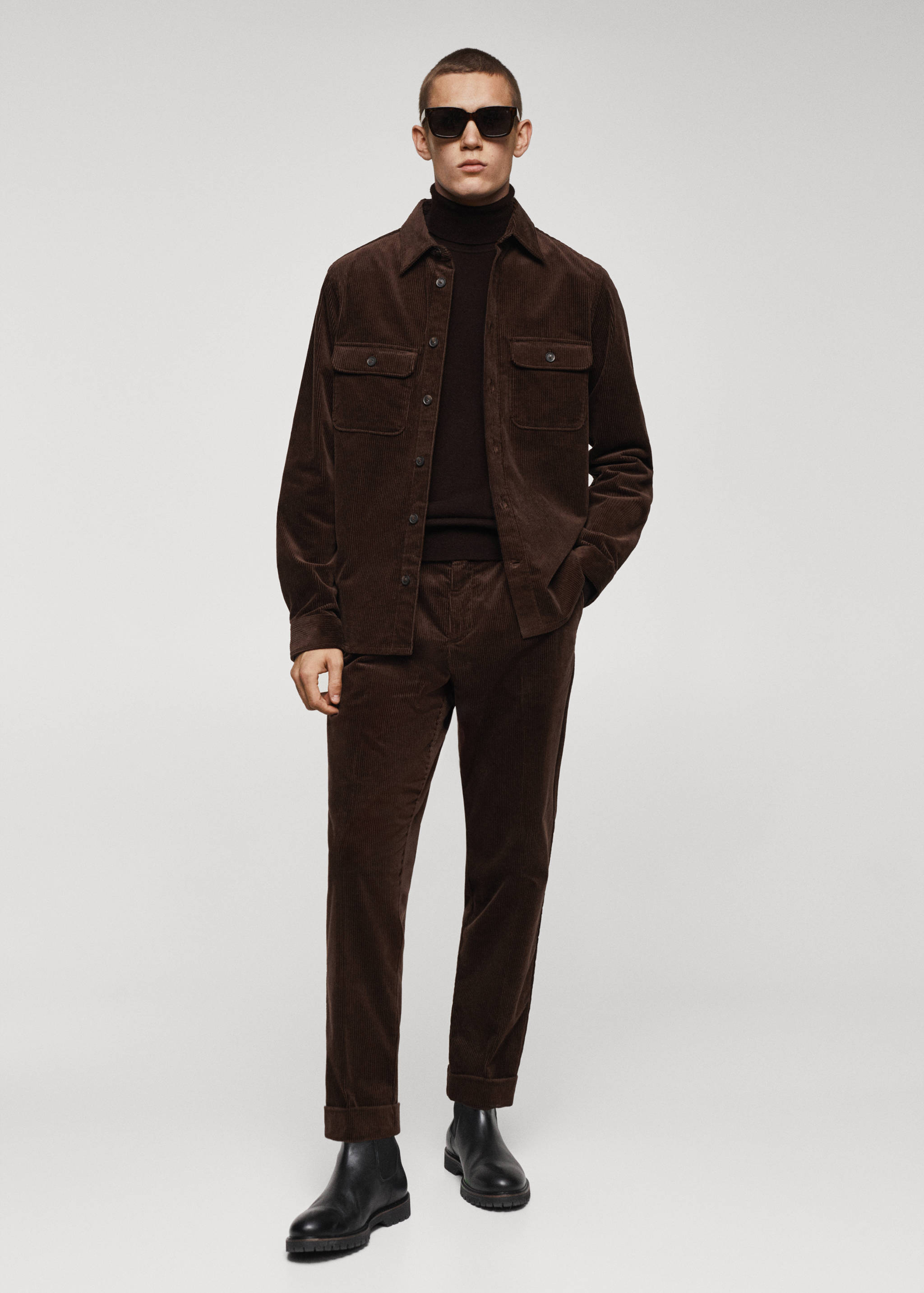 Corduroy pockets overshirt - General plane