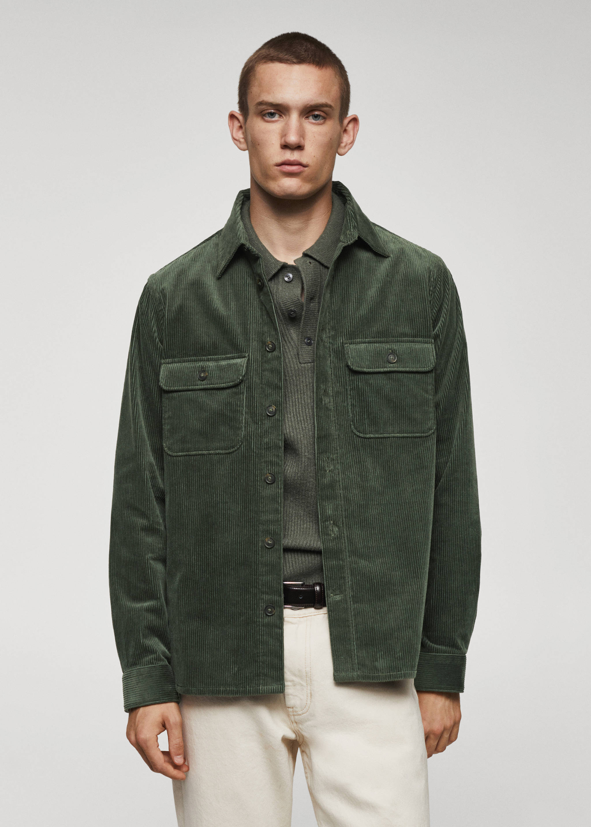 Corduroy pockets overshirt - Medium plane
