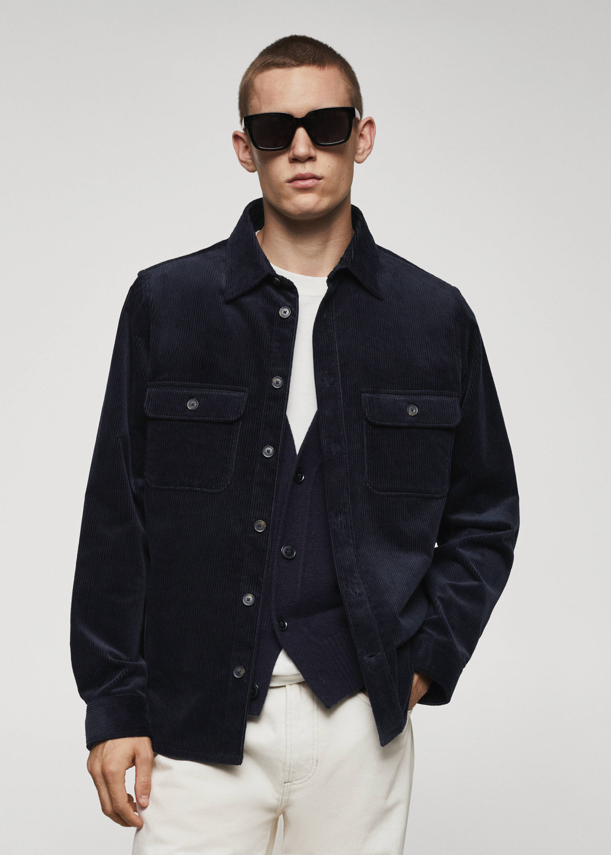 Corduroy pockets overshirt - Medium plane