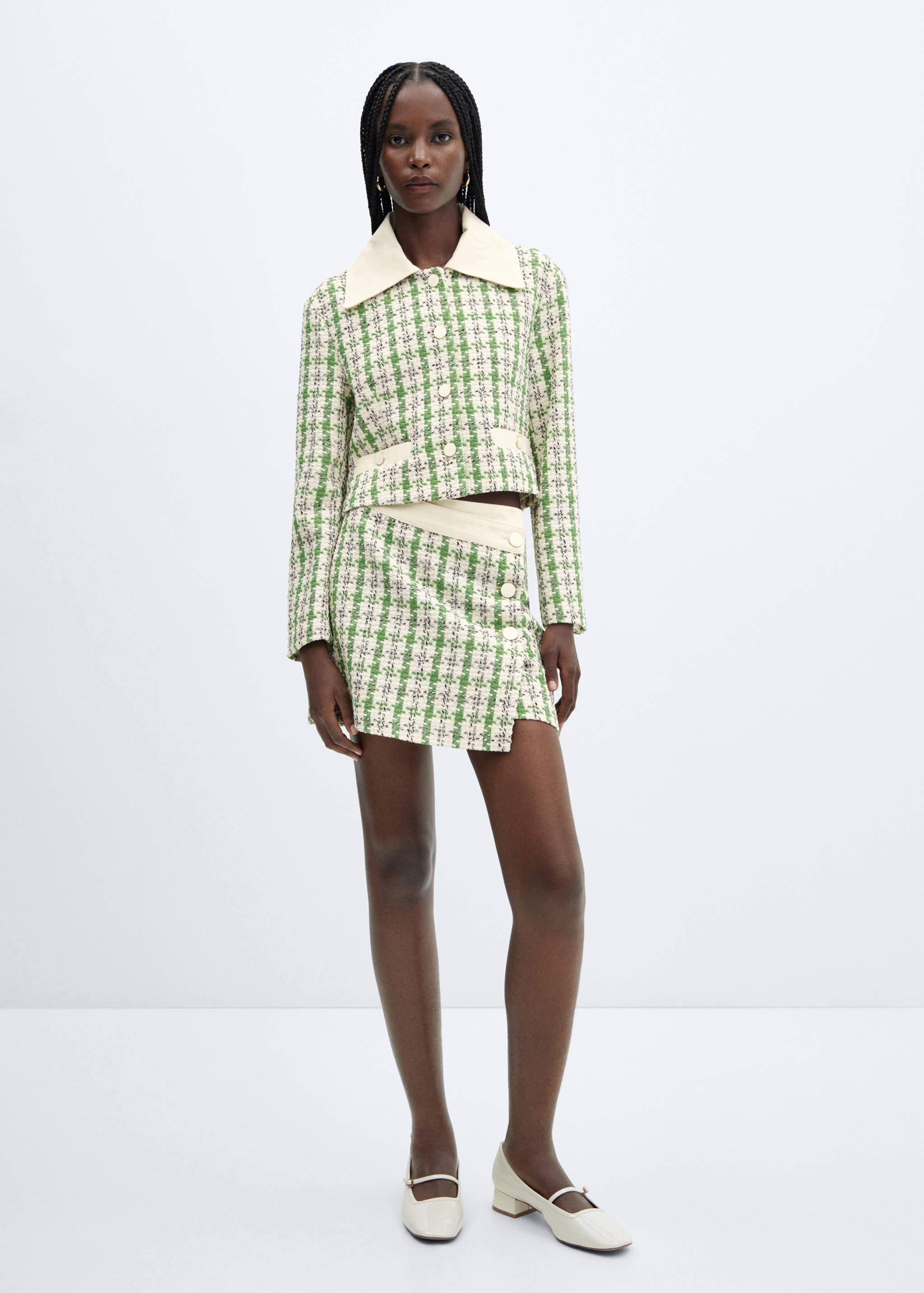 Tweed buttoned miniskirt - General plane
