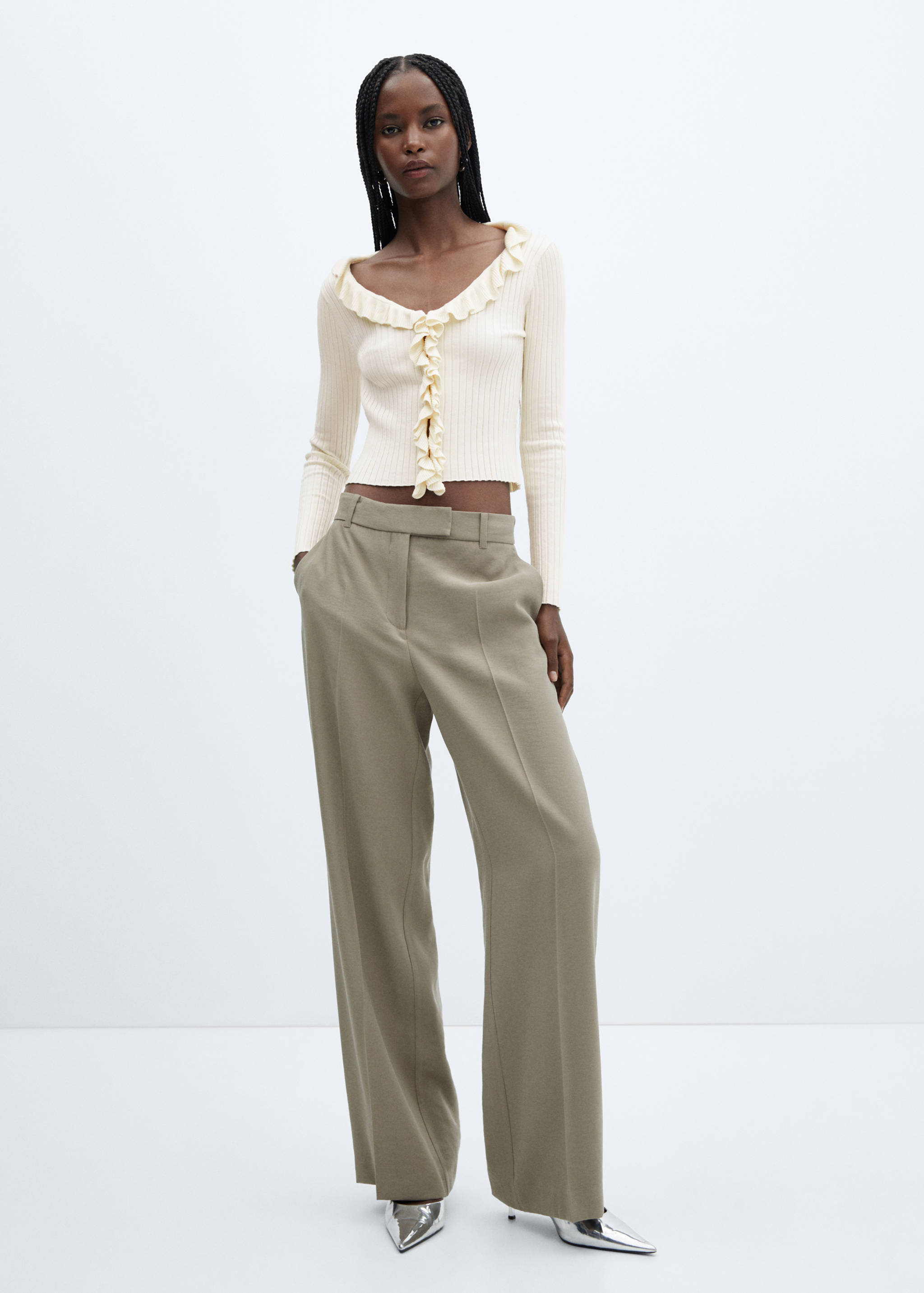Ruffle knit cardigan | MANGO Gibraltar