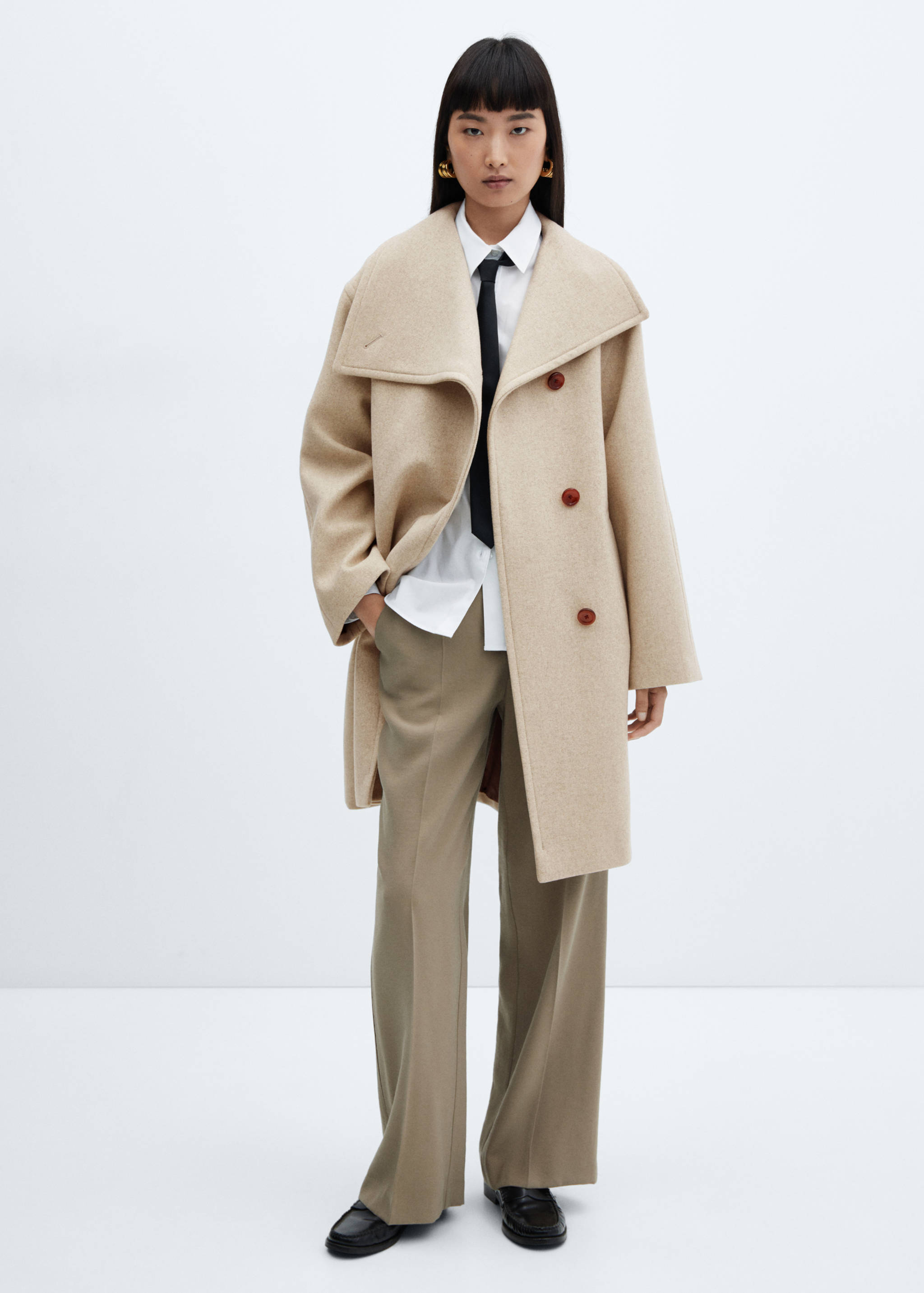Midi maxi lapel coat - General plane