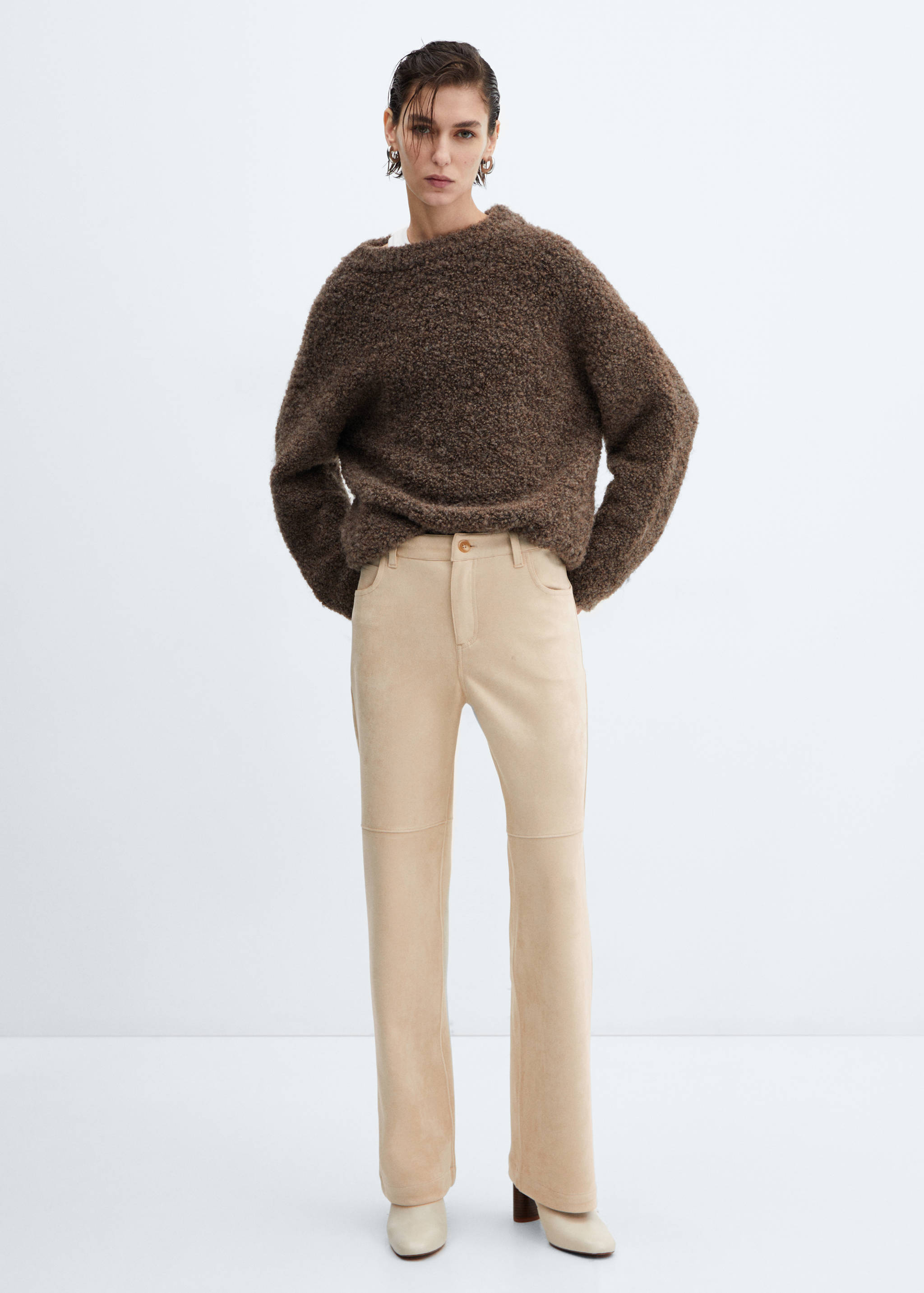 Suede trousers with seam detail - General plane