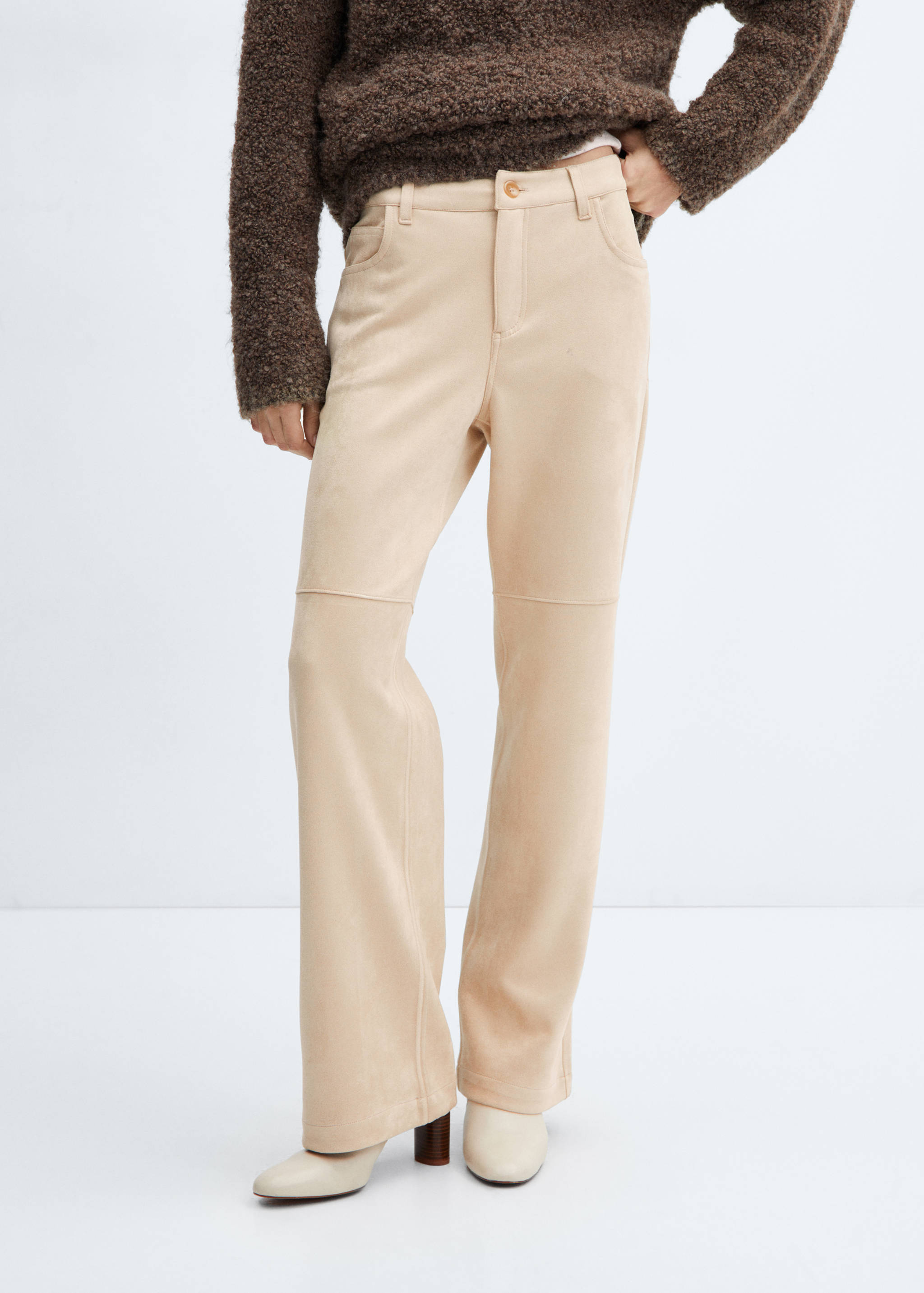 Suede trousers with seam detail - Medium plane