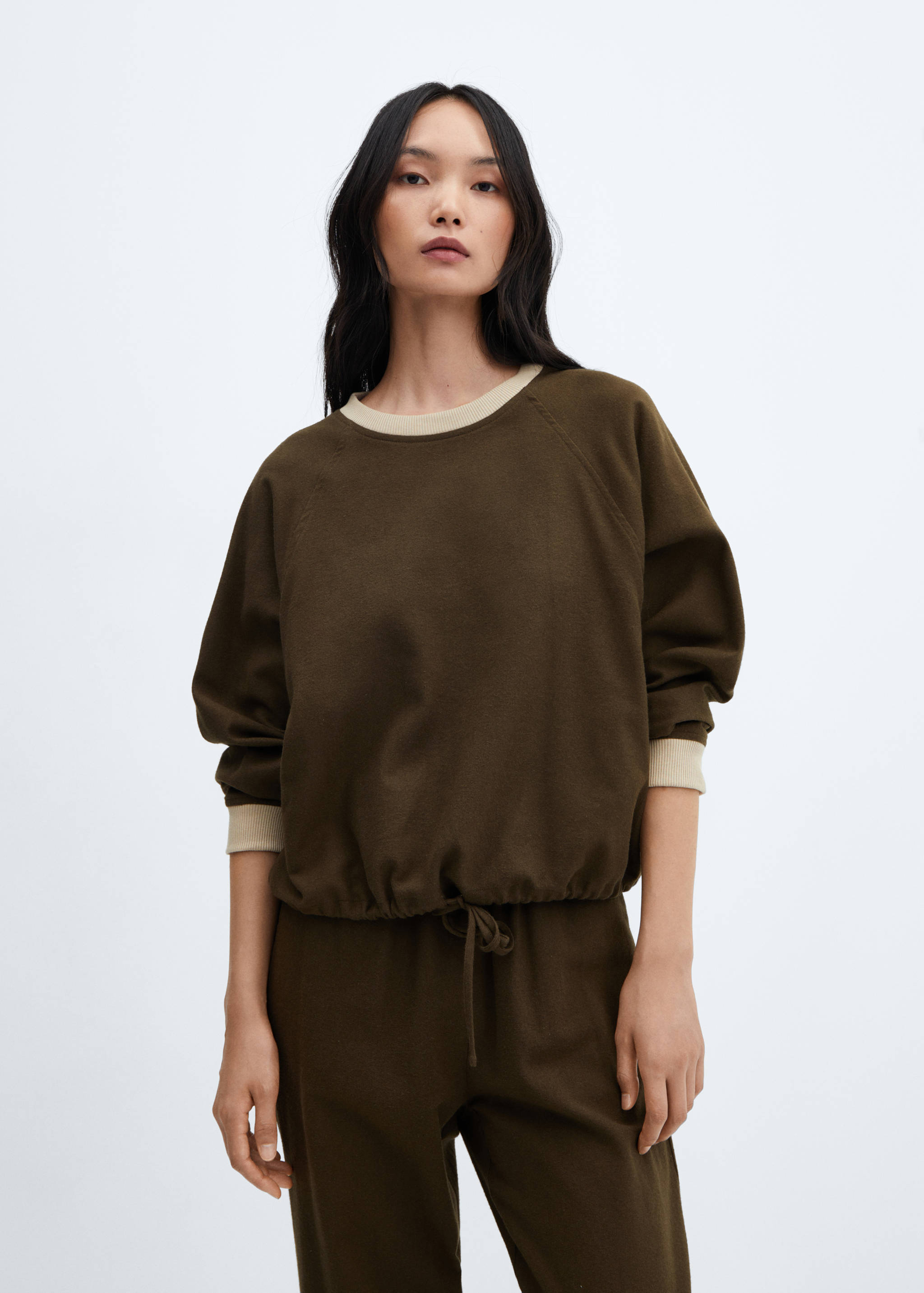 سويت شيرت من الفانيلا بحاشية قابلة للتعديل - رؤية وسط