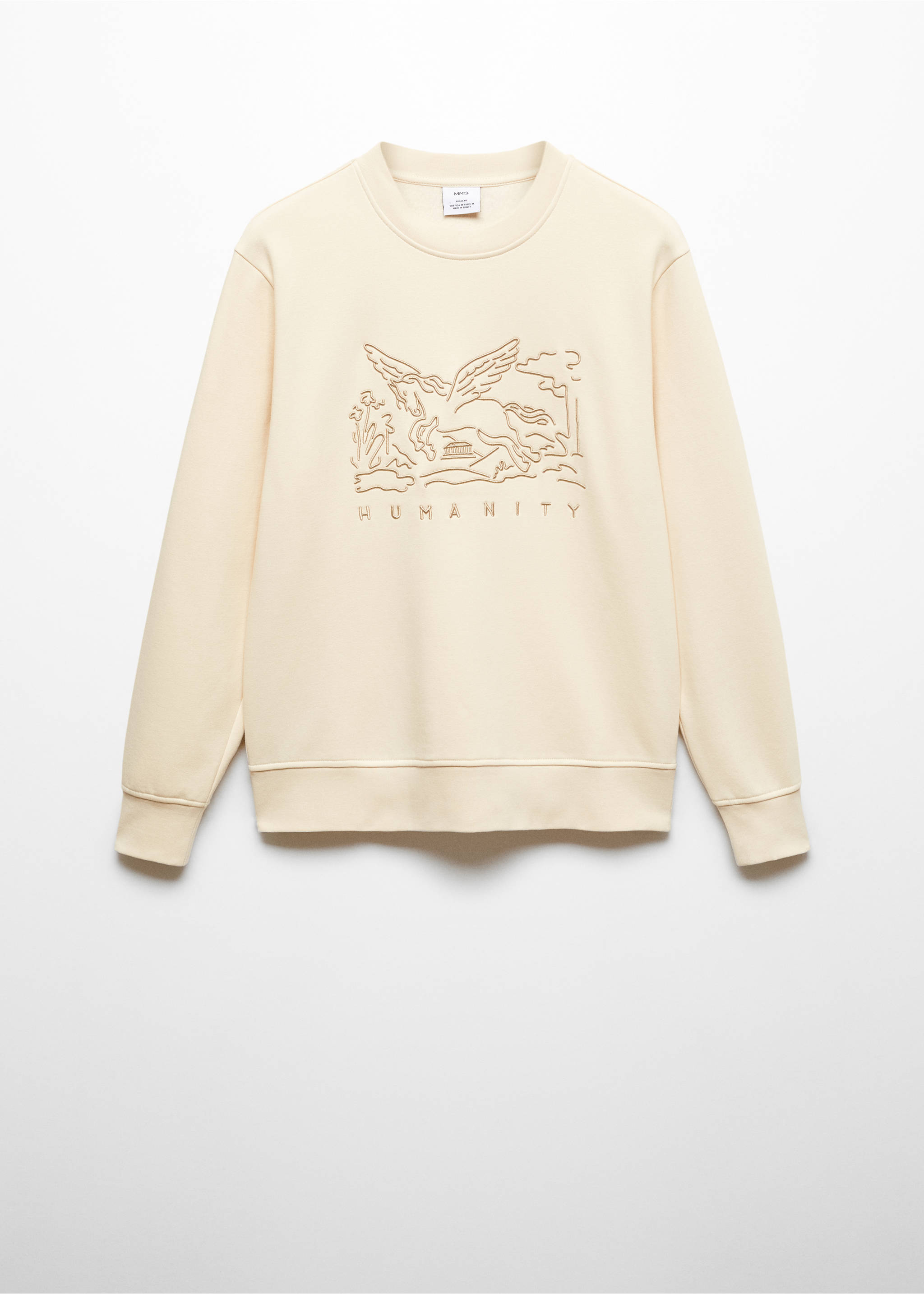 Sweat-shirt coton détails brodés - Article sans modèle, Blanc cassé. Ref: 57077748-00.