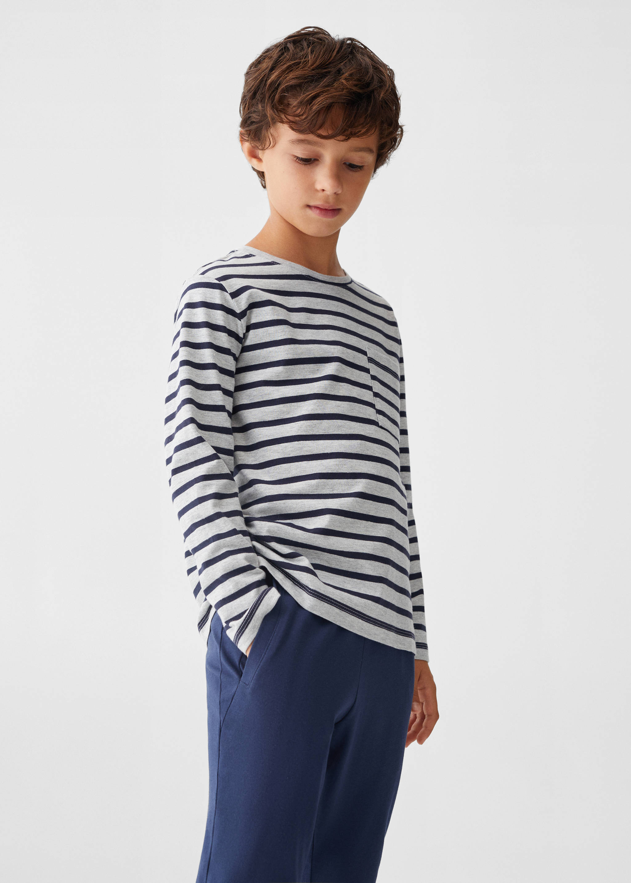Striped cotton long pyjama - Medium plane