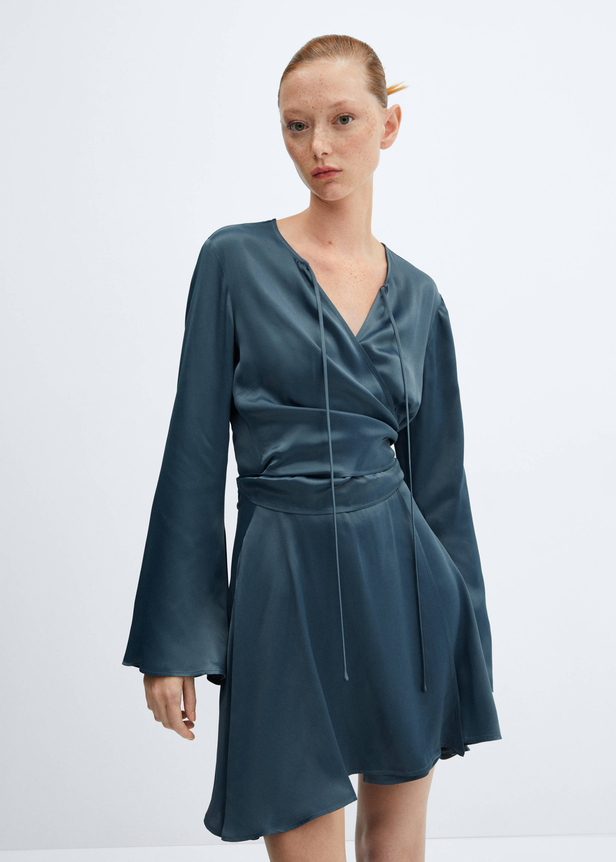 mango wrapped satin dress MANGO Wrapped Satin Dress