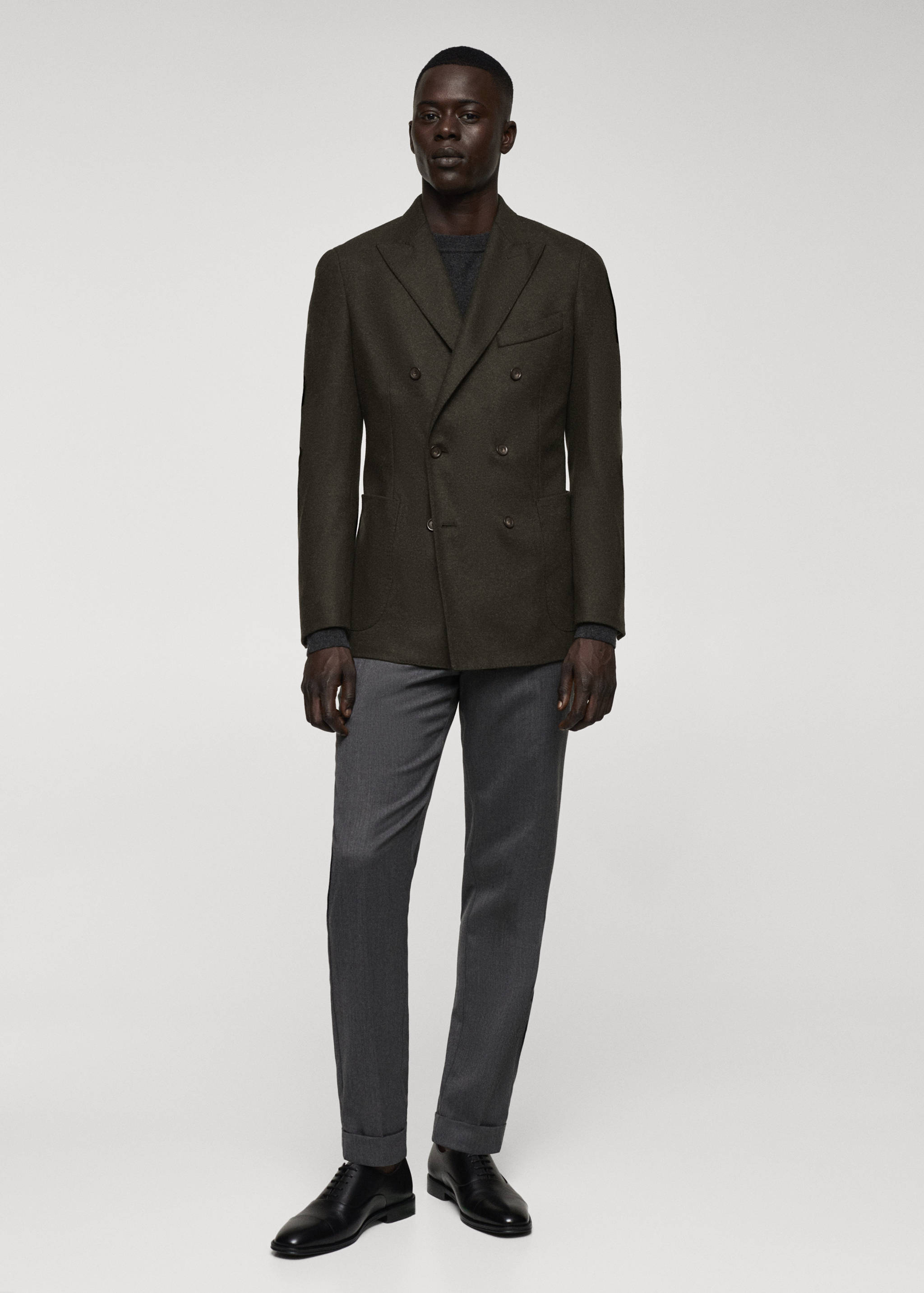 Virgin wool double-breasted blazer - General plane