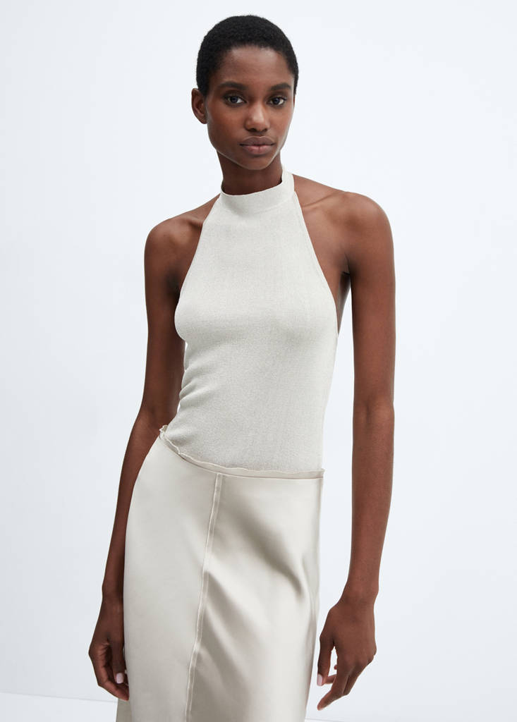 Lurex halter-neck top — Ice Grey