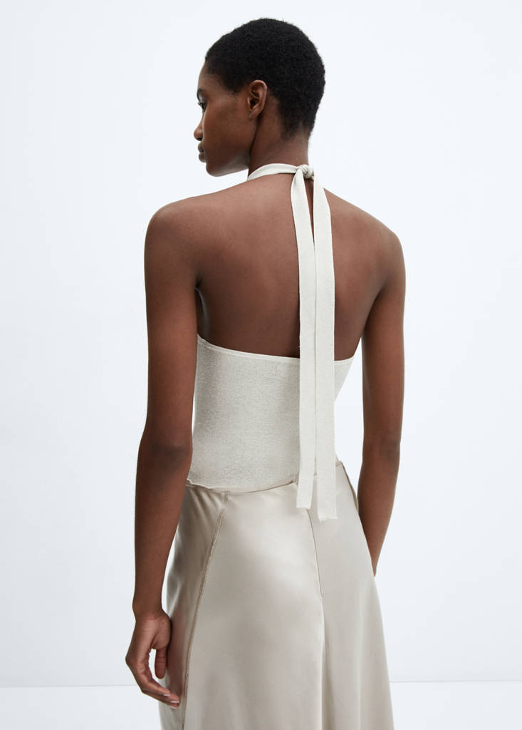 Lurex halter-neck top — Ice Grey