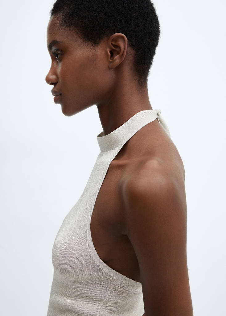 Lurex halter-neck top — Ice Grey