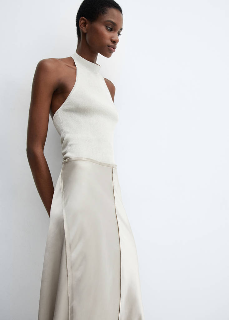 Lurex halter-neck top — Ice Grey