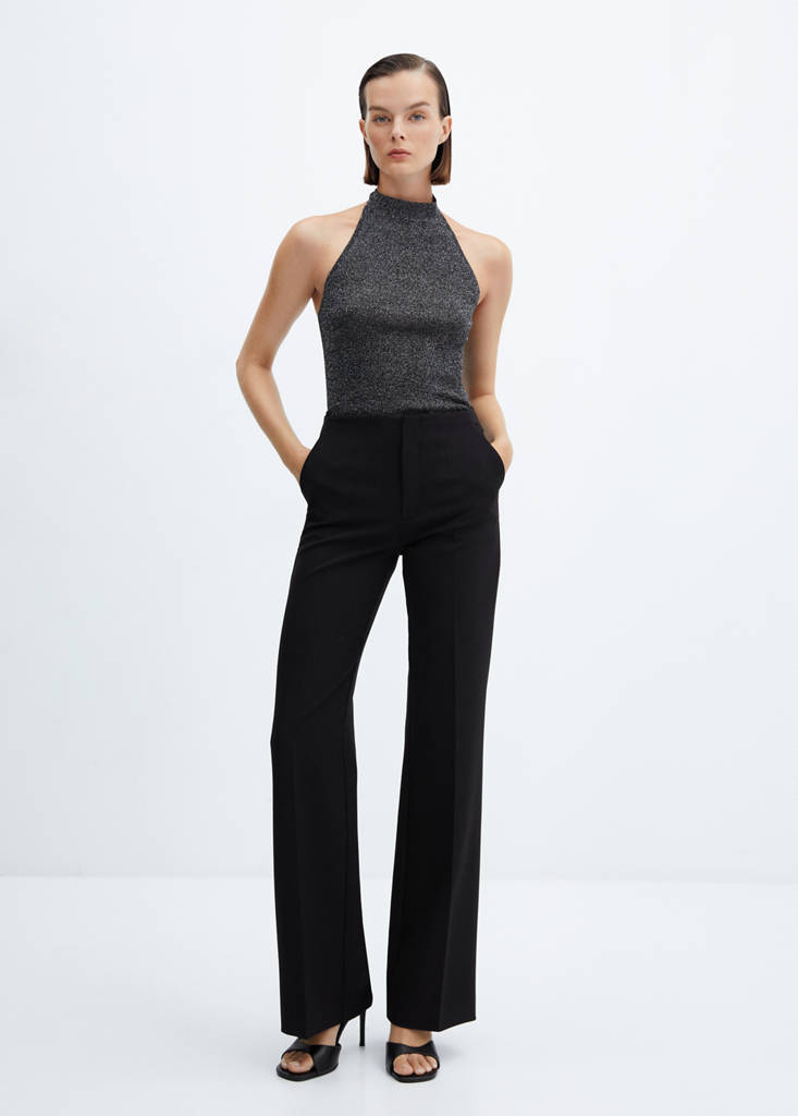 Lurex halter-neck top — Black