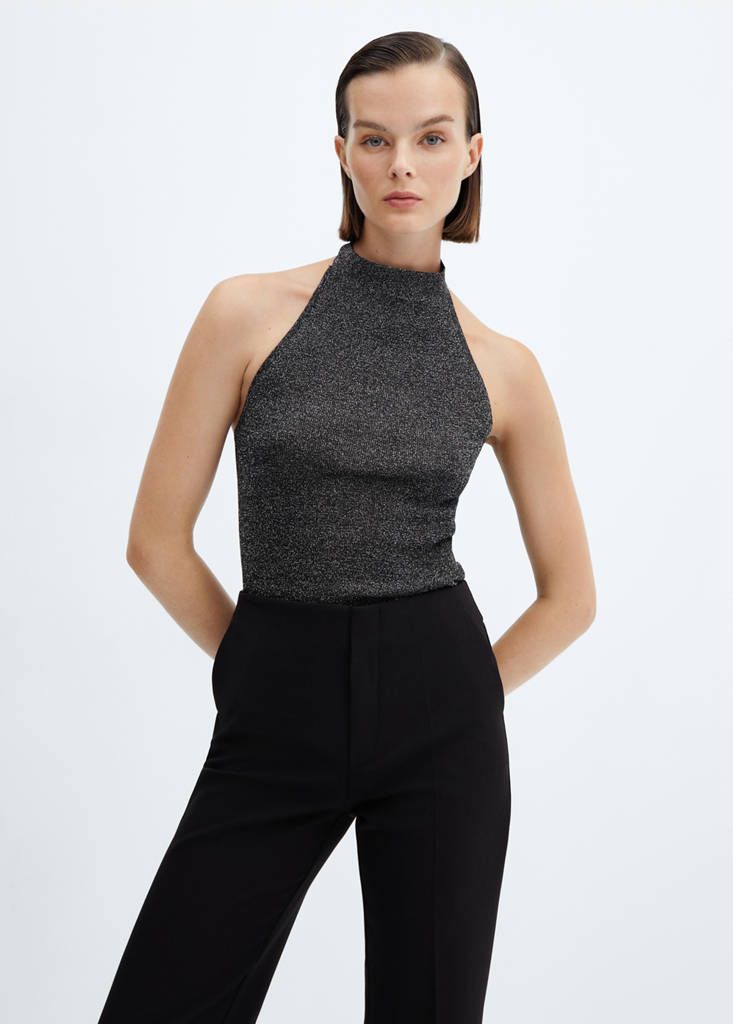 Lurex halter-neck top — Black