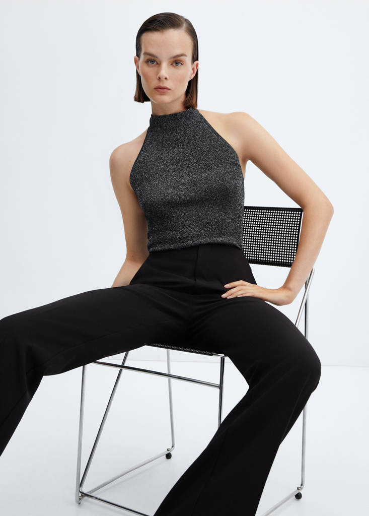 Lurex halter-neck top — Black