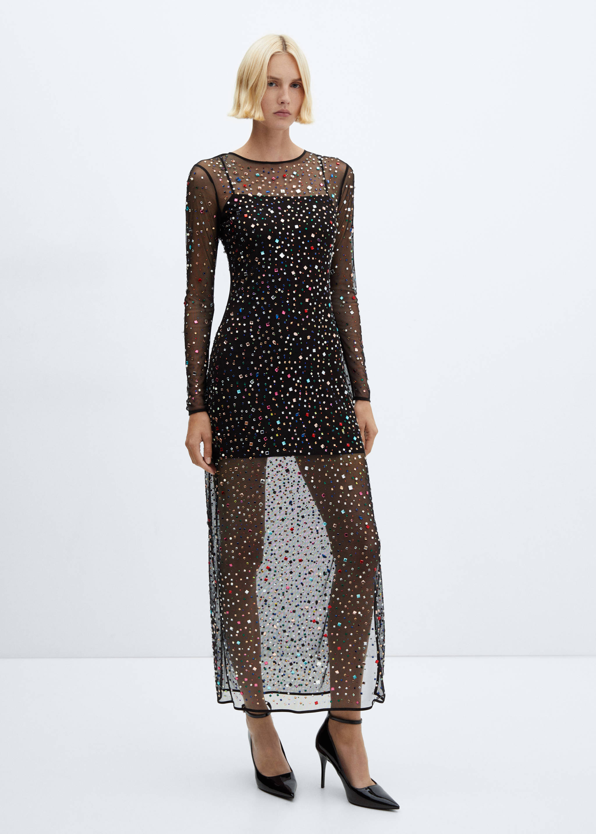 Semi-transparent dress with rhinestones - General plane