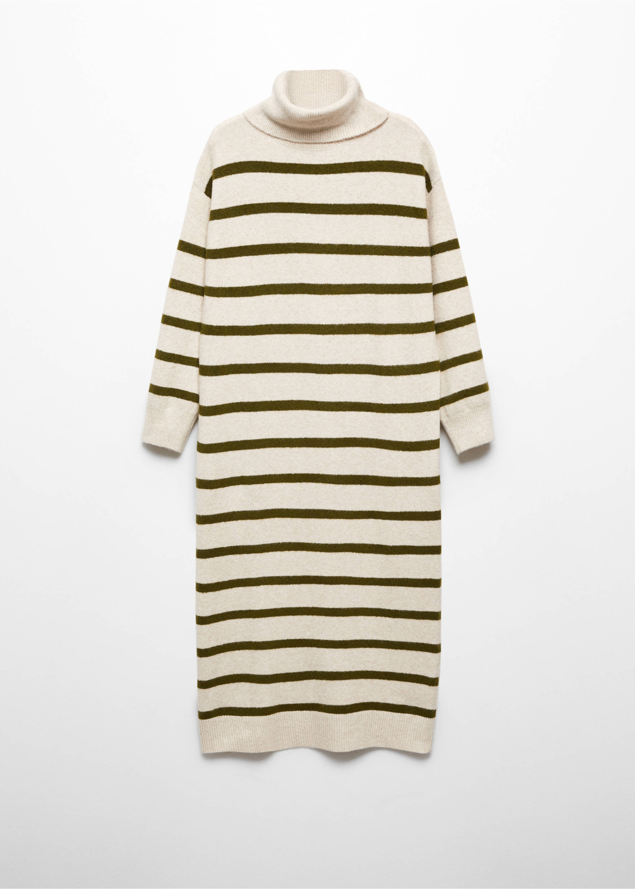 Knitted turtleneck dress - Article without model, Khaki. Ref: 57079101-00.