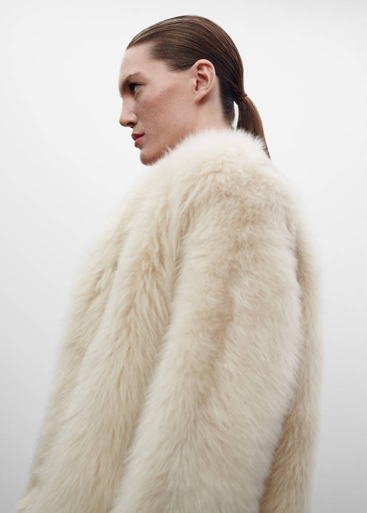 Leather coat  with fur-effect interior — Light/Pastel Grey