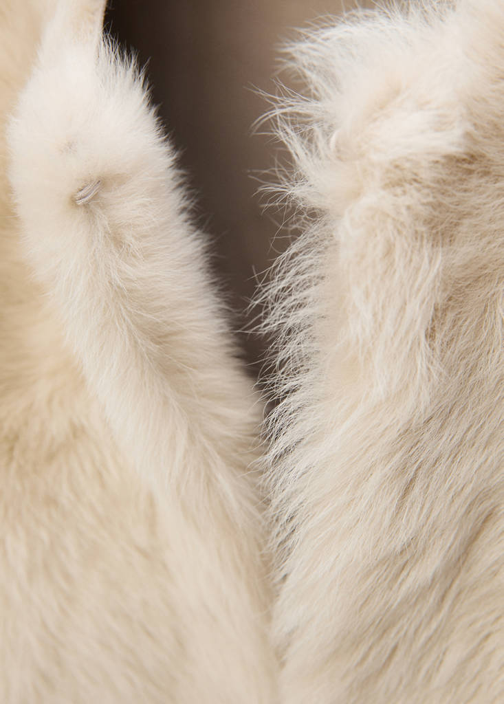 Leather coat  with fur-effect interior — Light/Pastel Grey