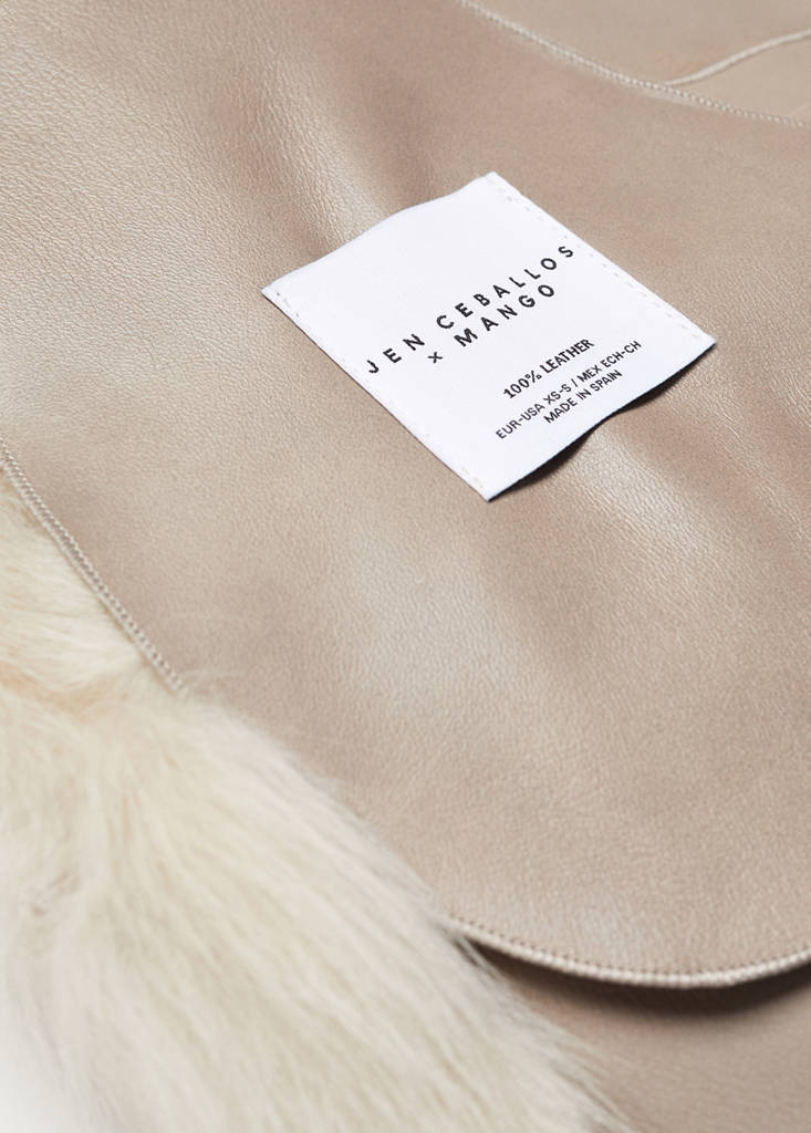 Leather coat  with fur-effect interior — Light/Pastel Grey
