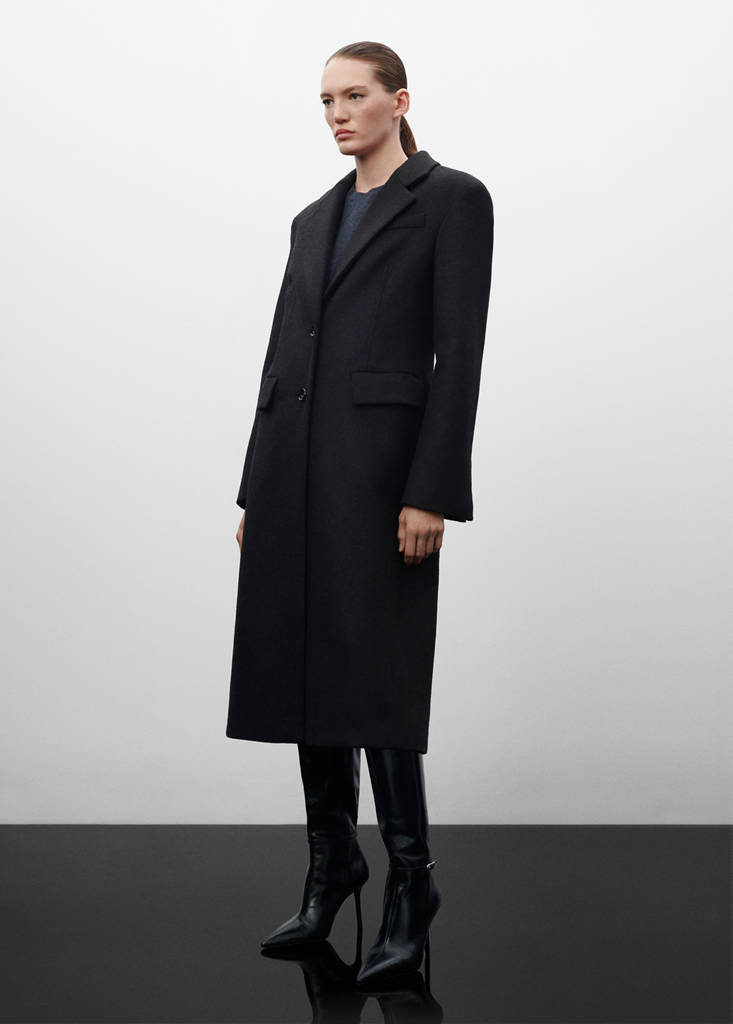 Wool coat with shoulder pads — Grey