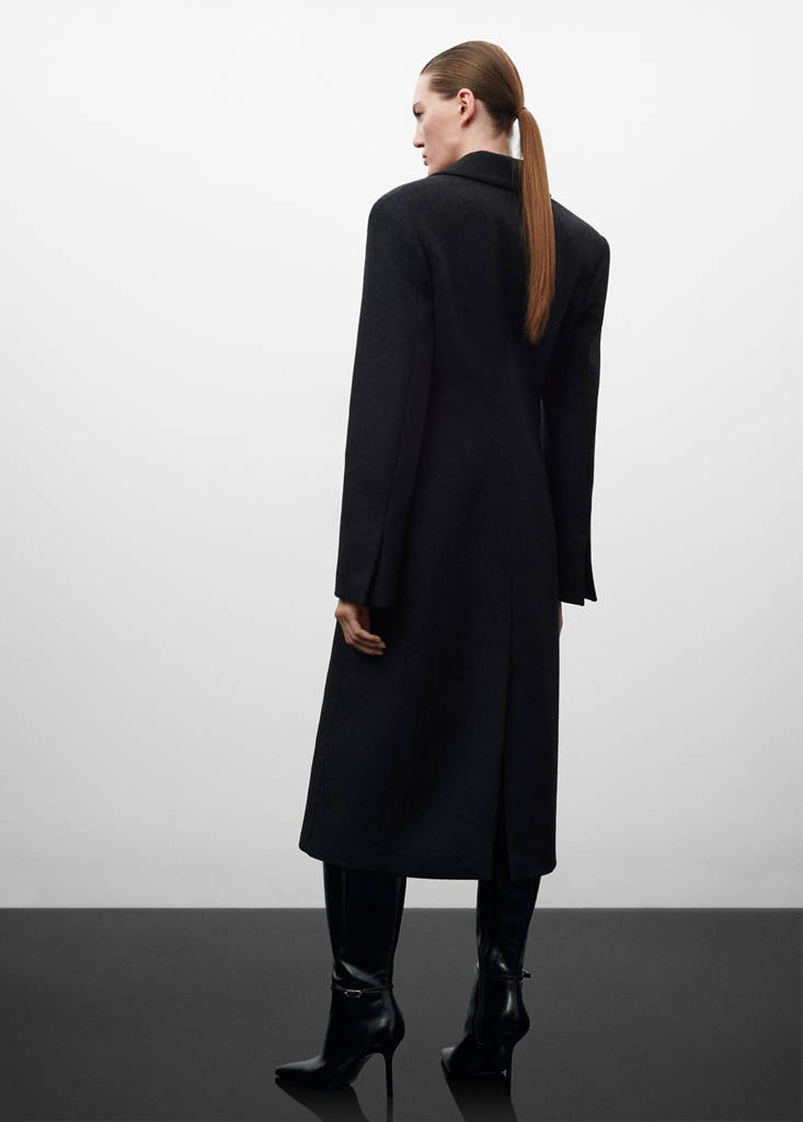 Wool coat with shoulder pads — Grey