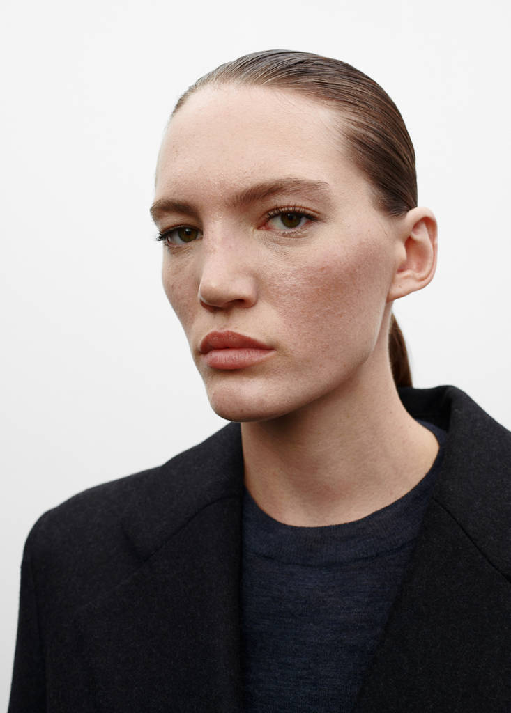 Wool coat with shoulder pads — Grey
