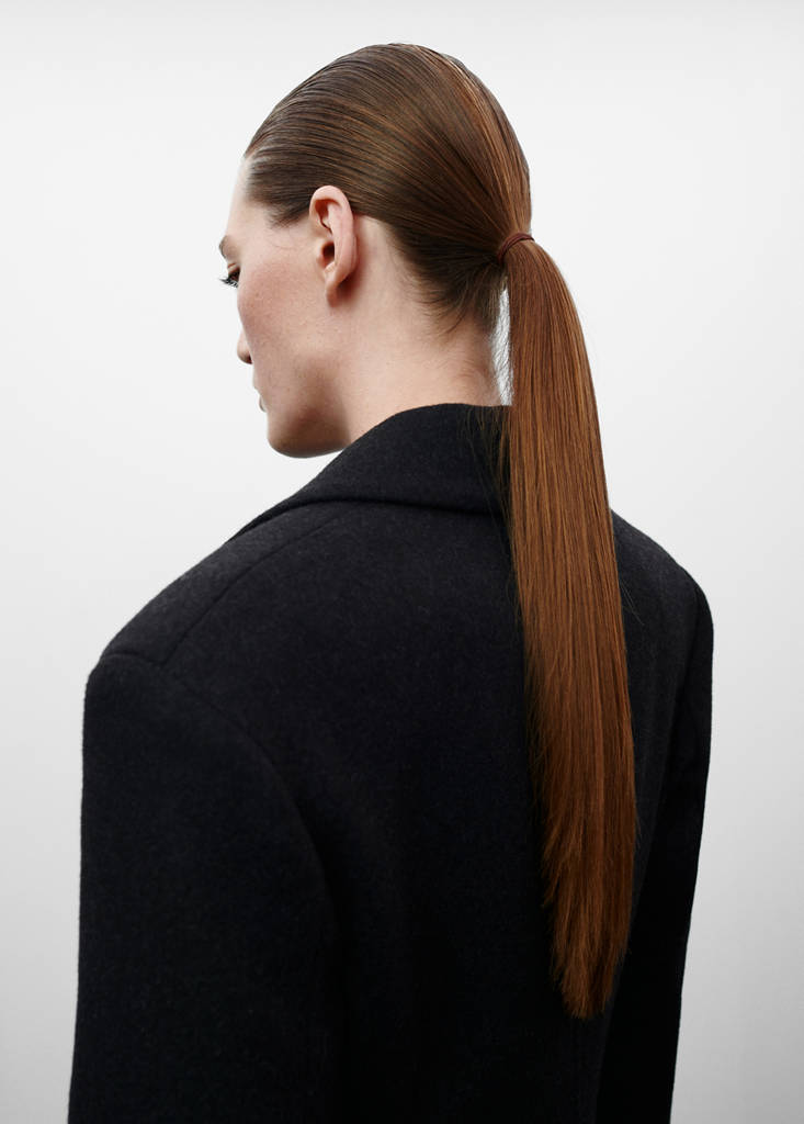 Wool coat with shoulder pads — Grey