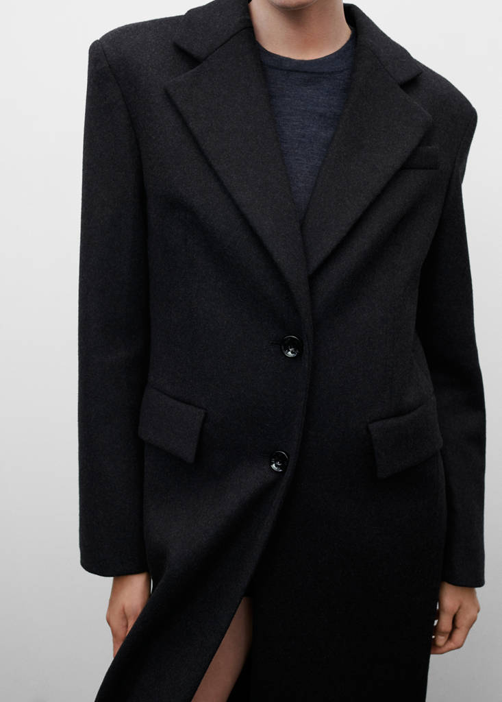 Wool coat with shoulder pads — Grey