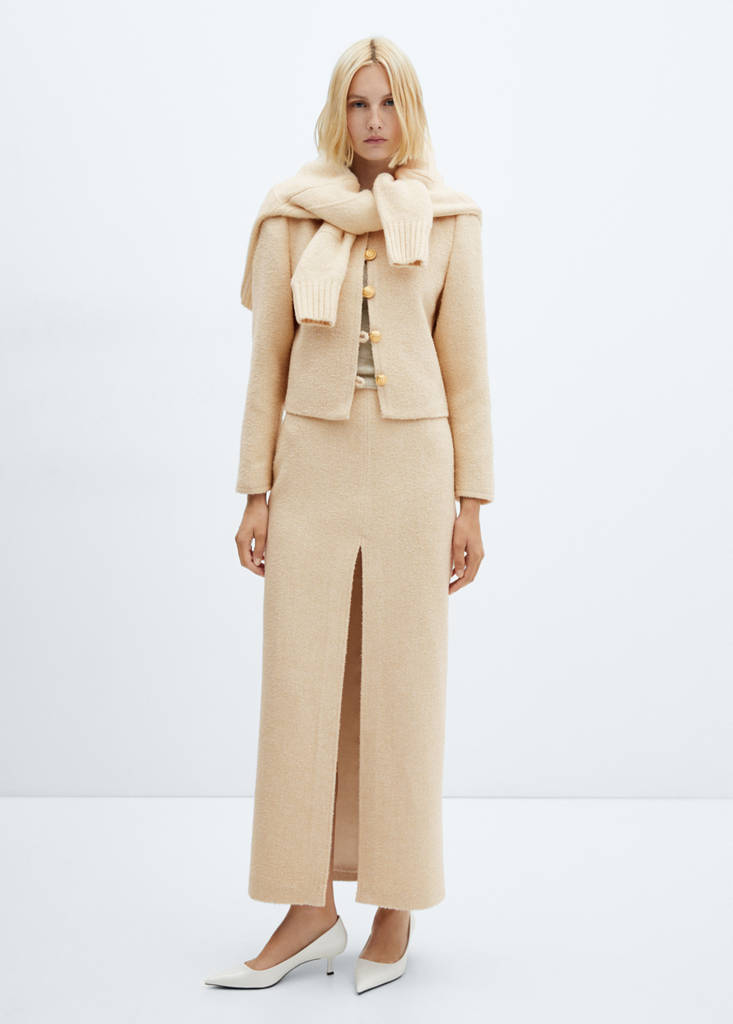 Slit long skirt — Beige