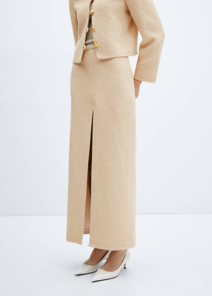 Slit long skirt — Beige
