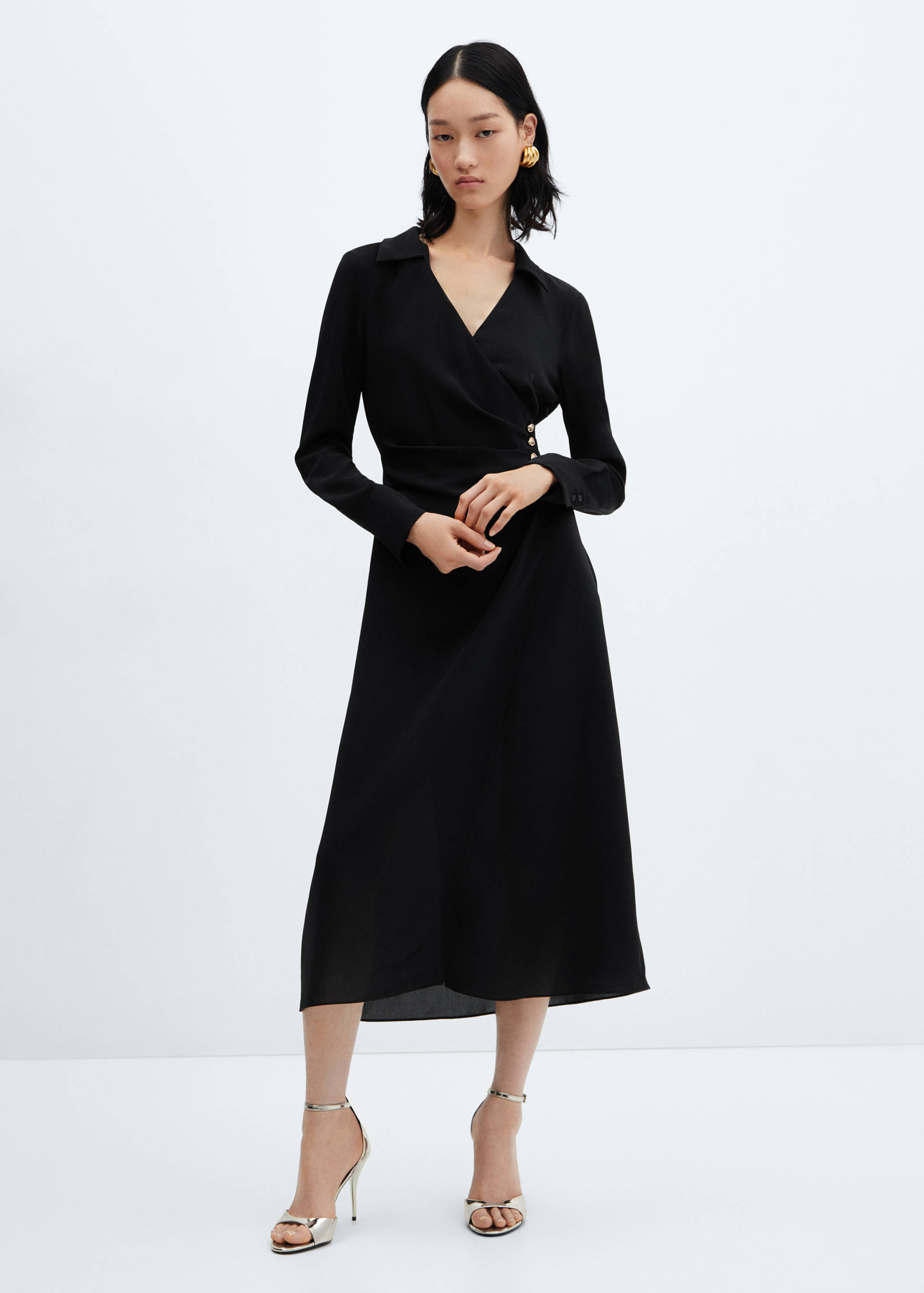 Buttoned wrap dress - General plane