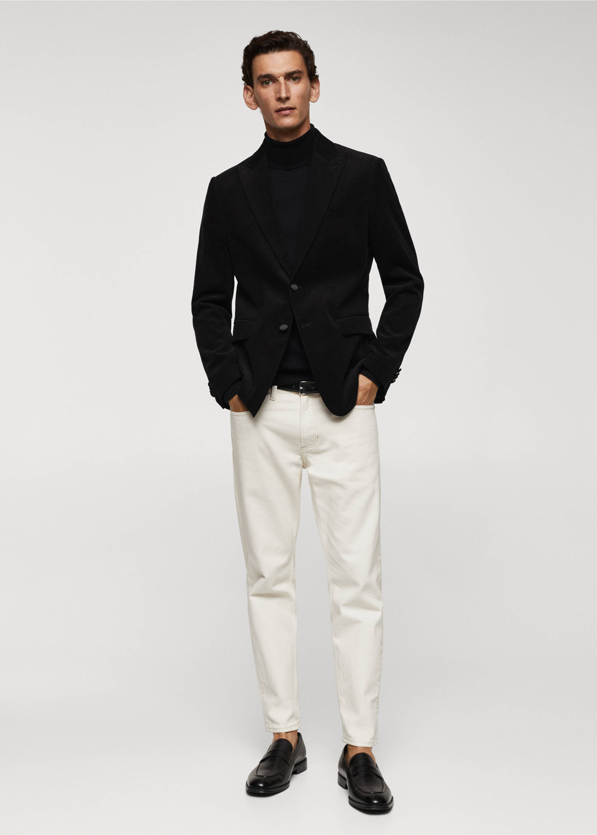 Americana slim fit pana - Plano general, Negro. Ref: 57079404-00.
