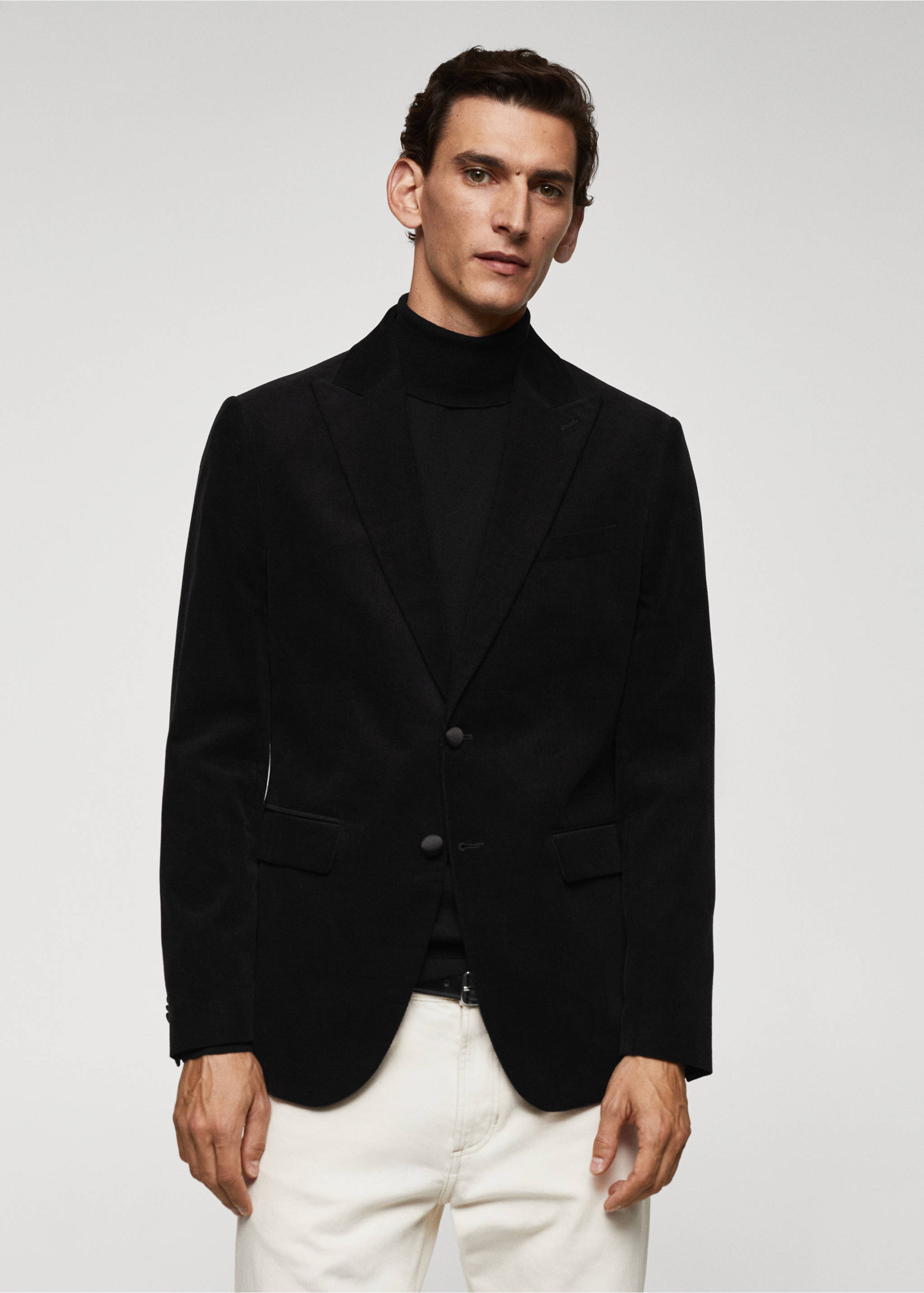 Americana slim fit pana - Plano medio, Negro. Ref: 57079404-00.