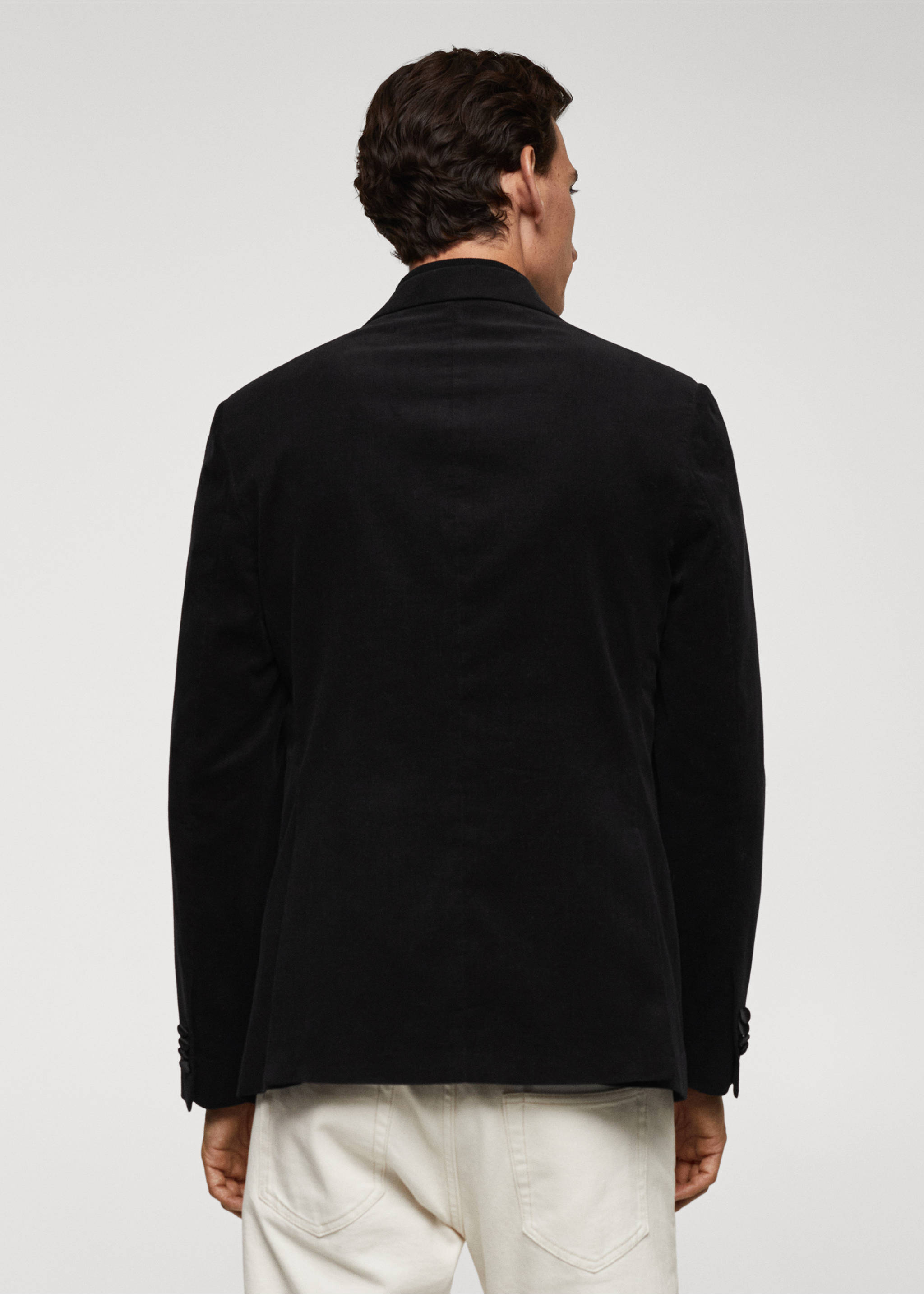 Americana slim fit pana - Reverso del artículo, Negro. Ref: 57079404-00.