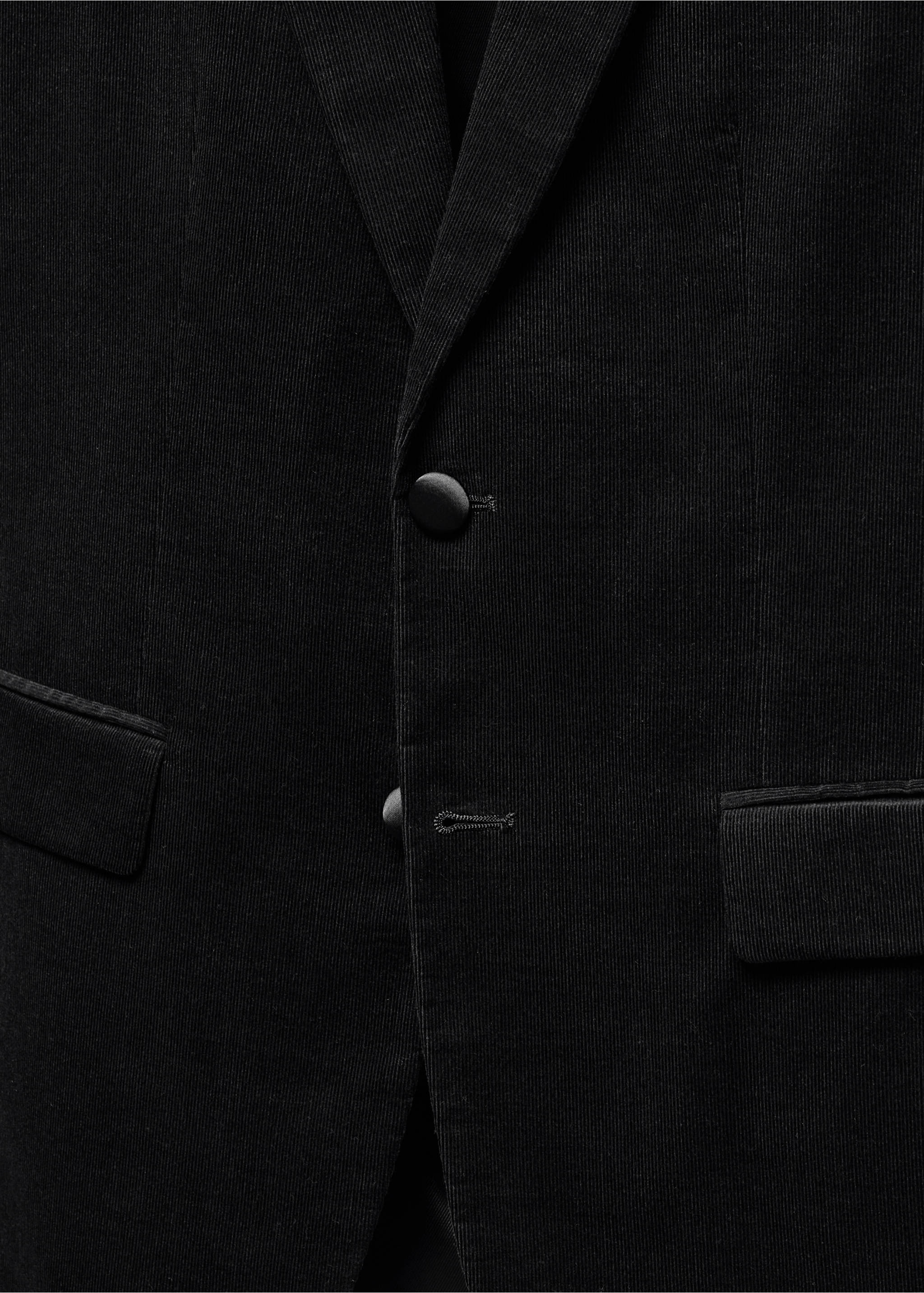 Americana slim fit pana - Detalle del artículo 8, Negro. Ref: 57079404-00.