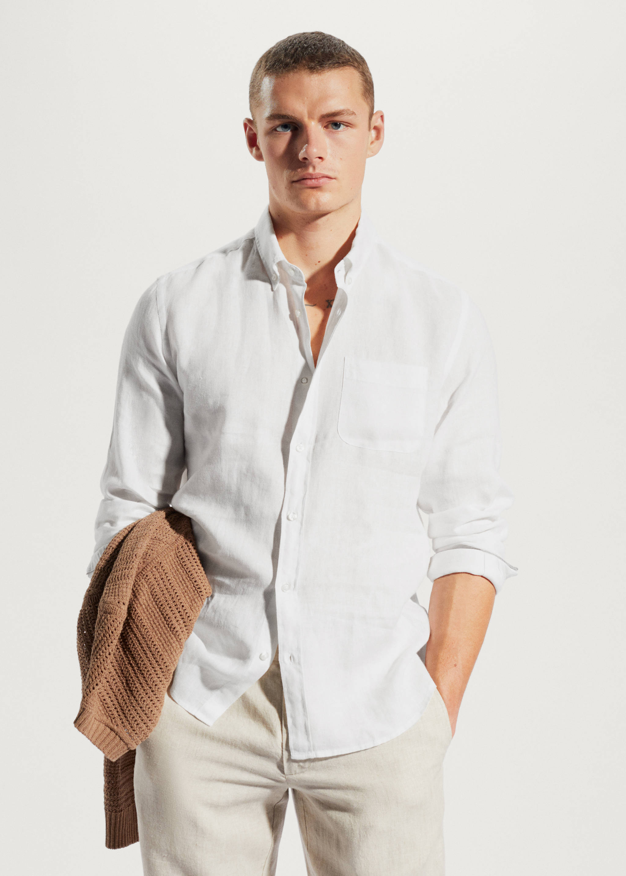 100% linen slim-fit shirt - Medium plane