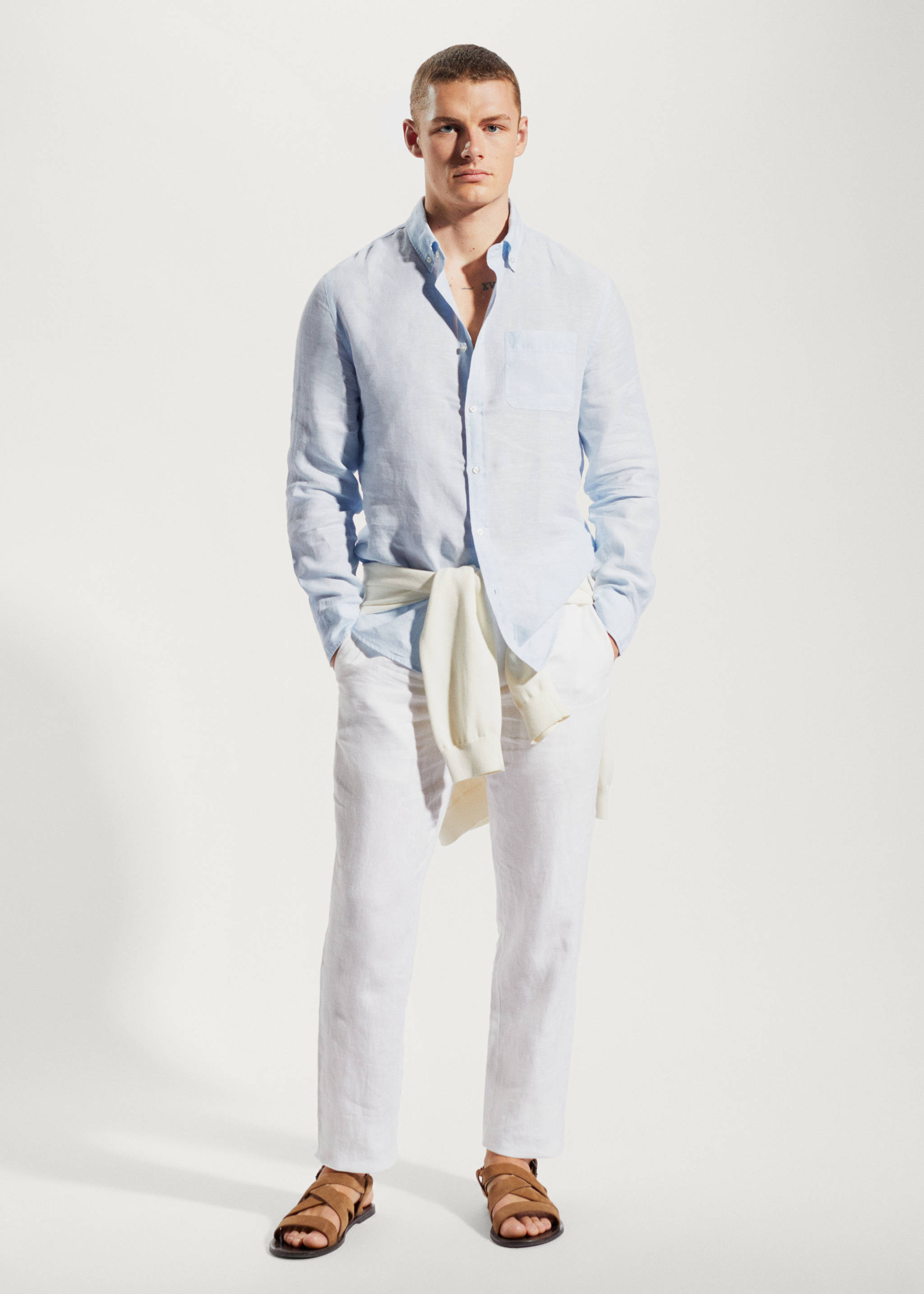 100% linen slim-fit shirt - General plane