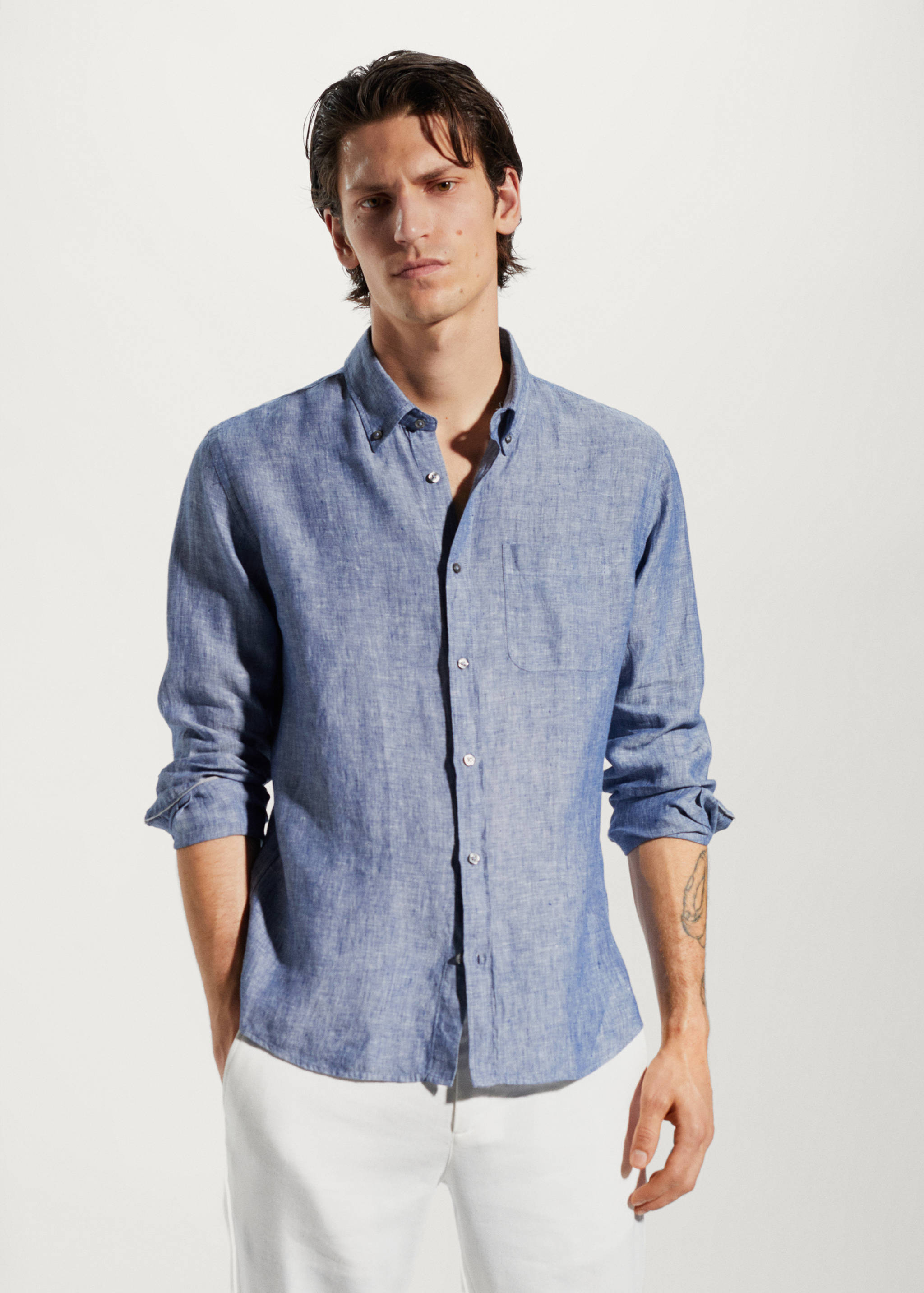 100% linen slim-fit shirt - Medium plane