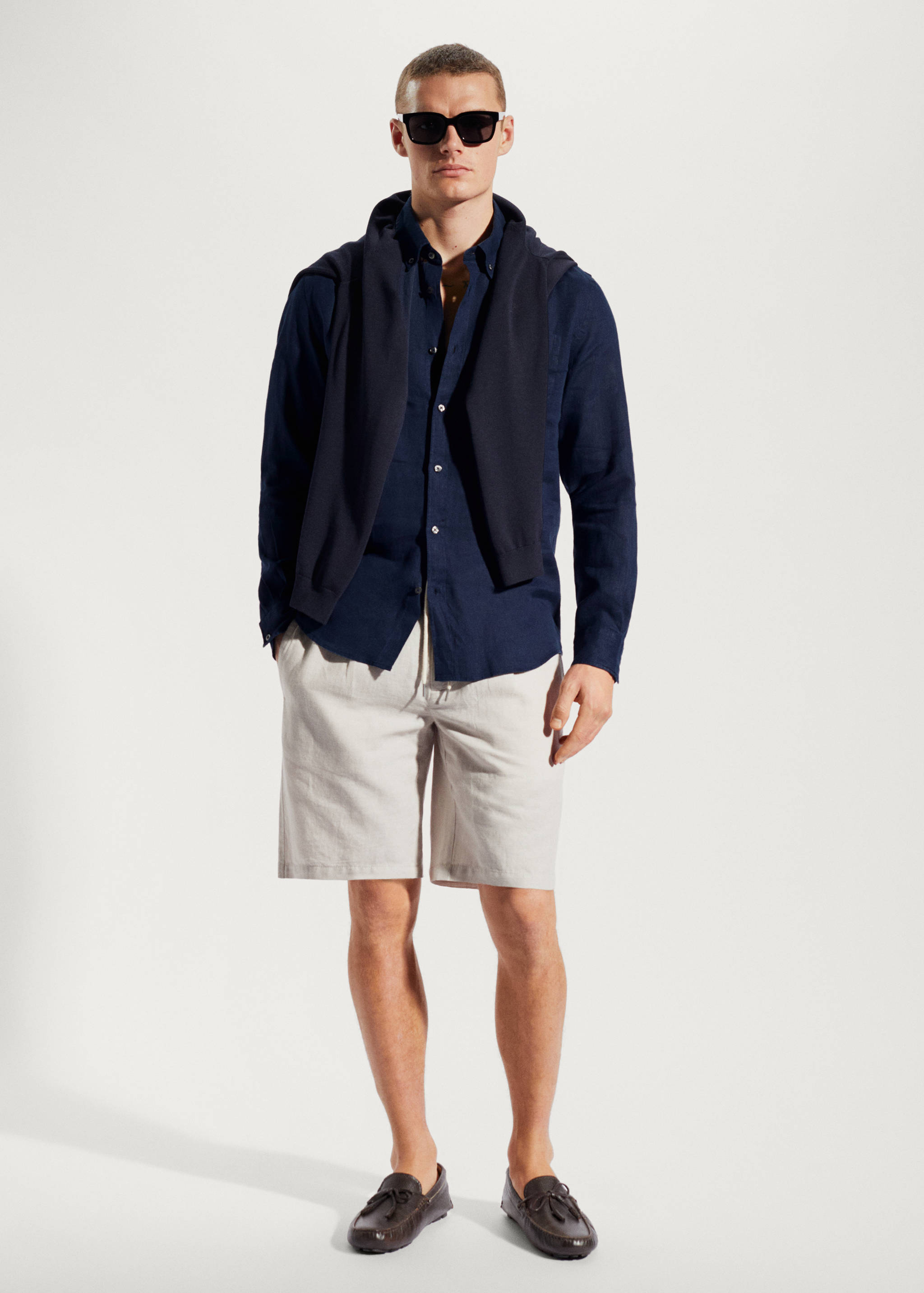 100% linen slim-fit shirt - General plane