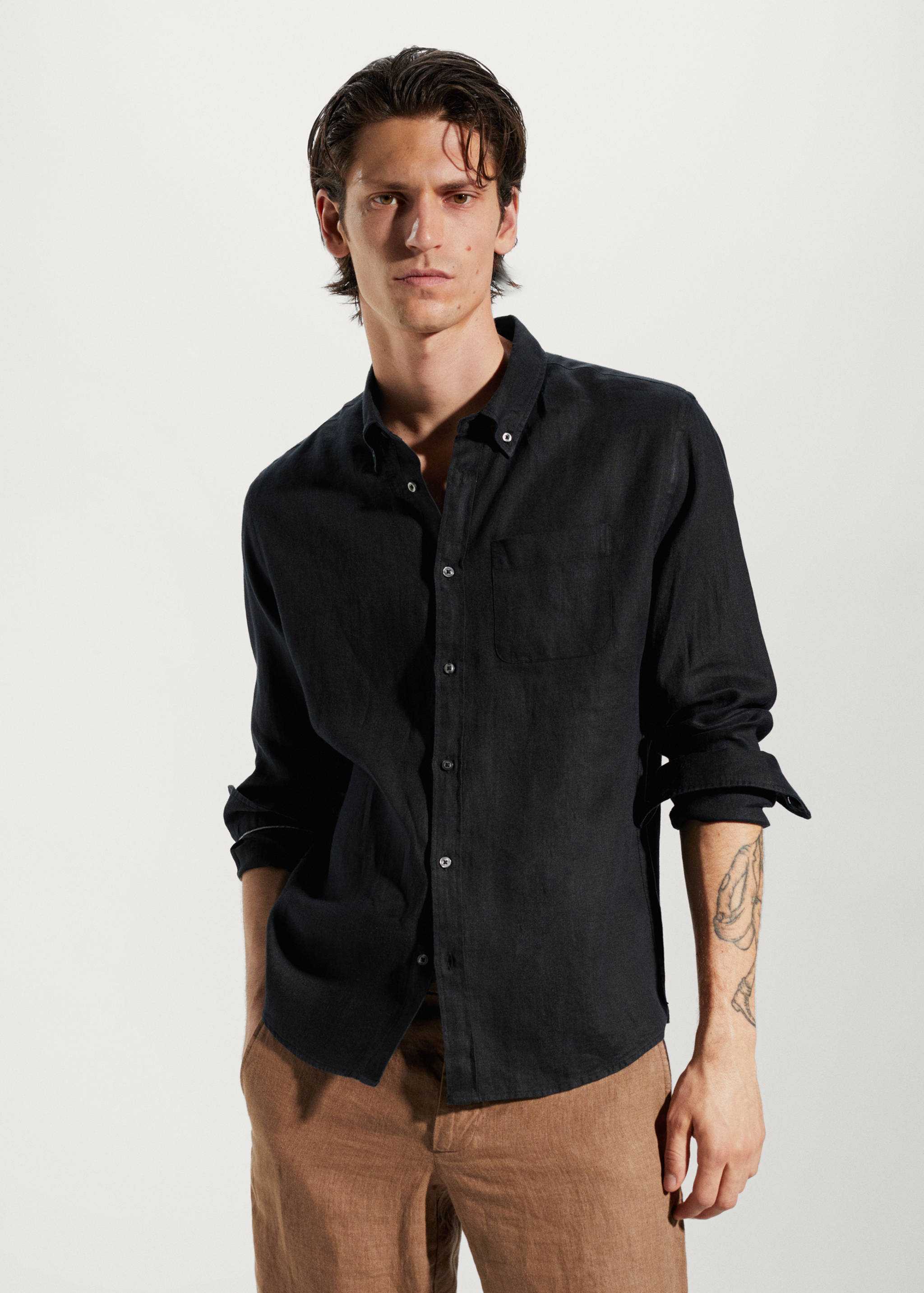 100% linen slim-fit shirt - Medium plane