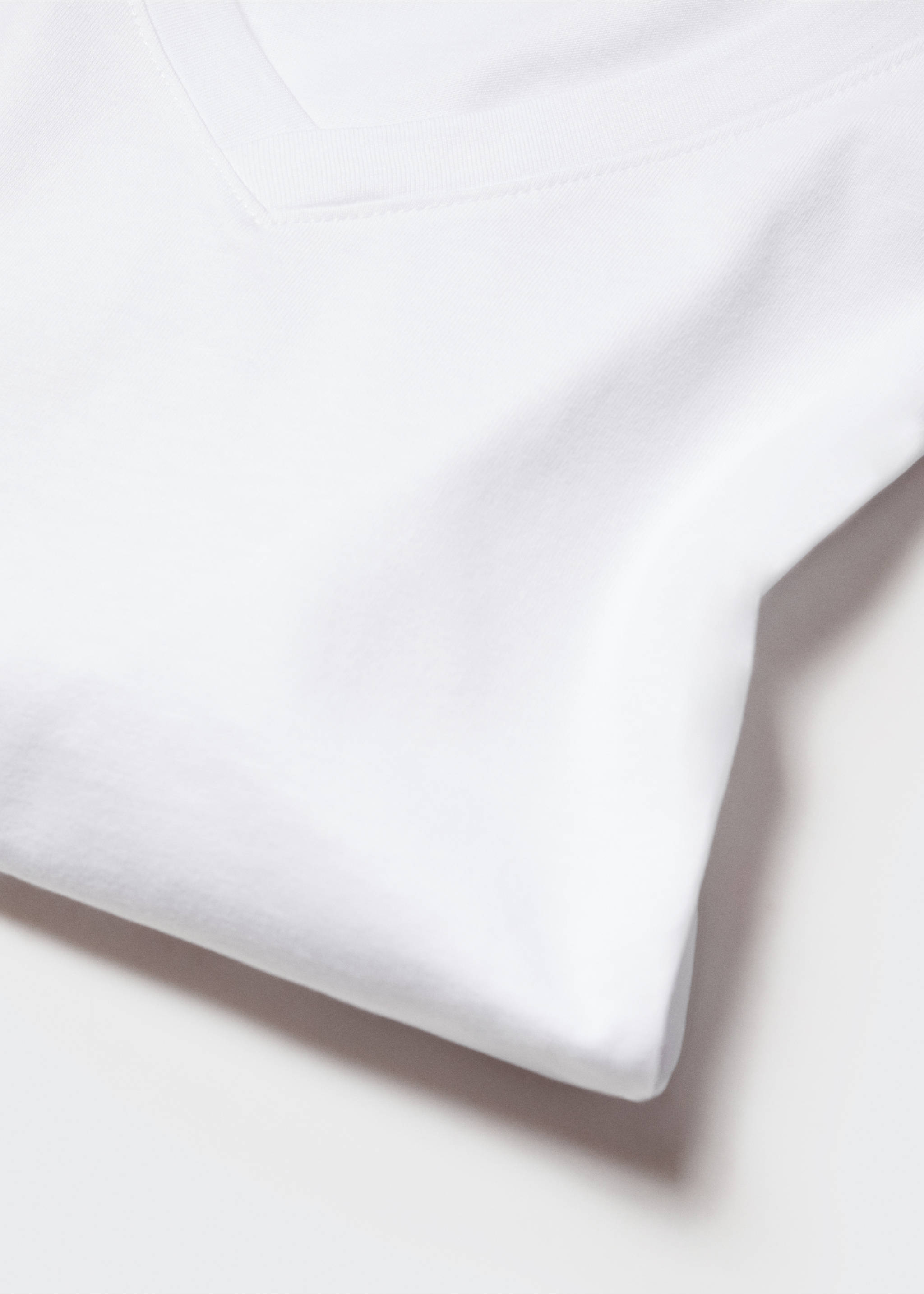 Camiseta algodón cuello pico - Detalle del artículo 8, Blanco. Ref: 57082001-00.