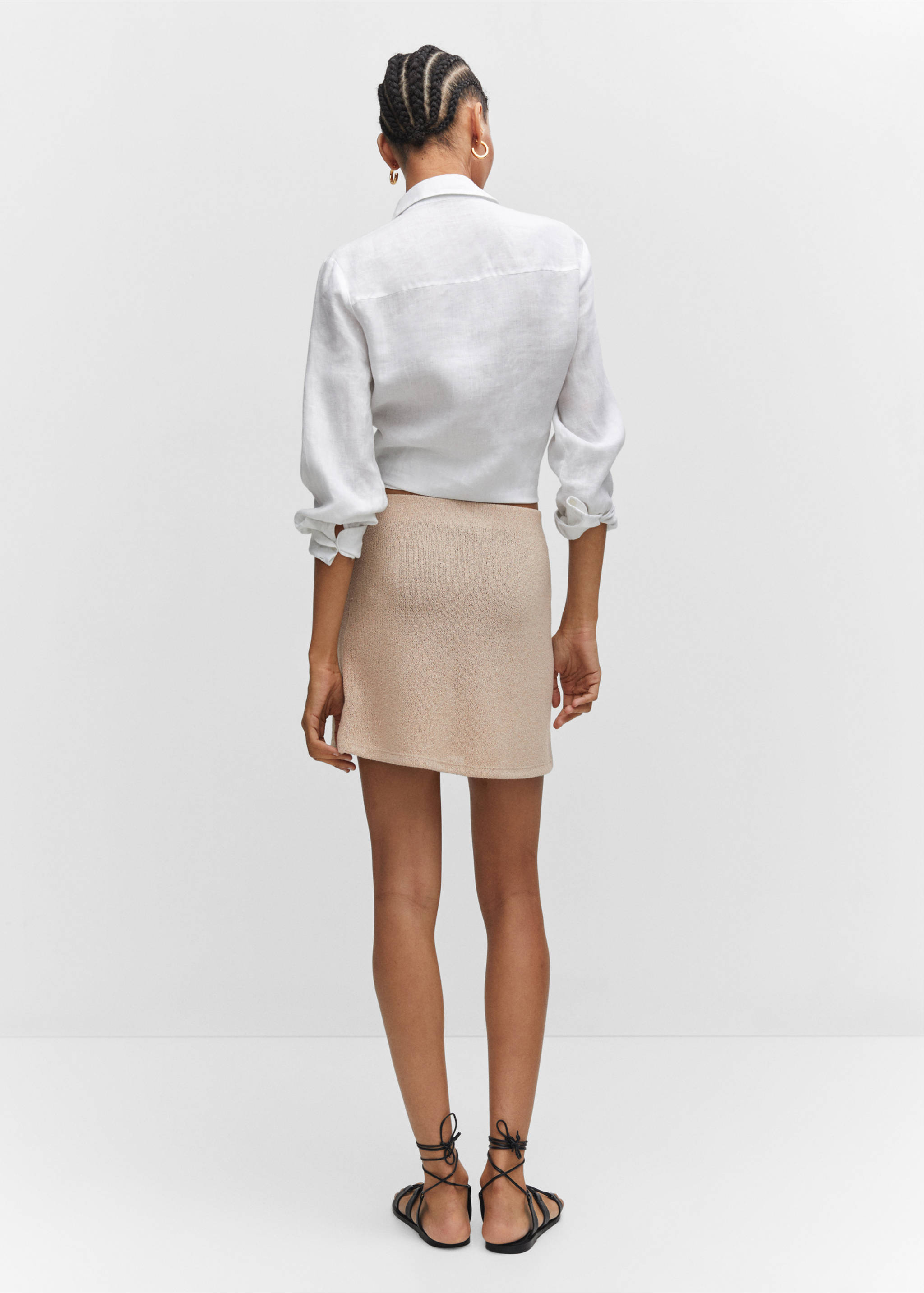 Semi-transparent knitted mini-skirt - Reverse of the article, Sand. Ref: 57082887-00.
