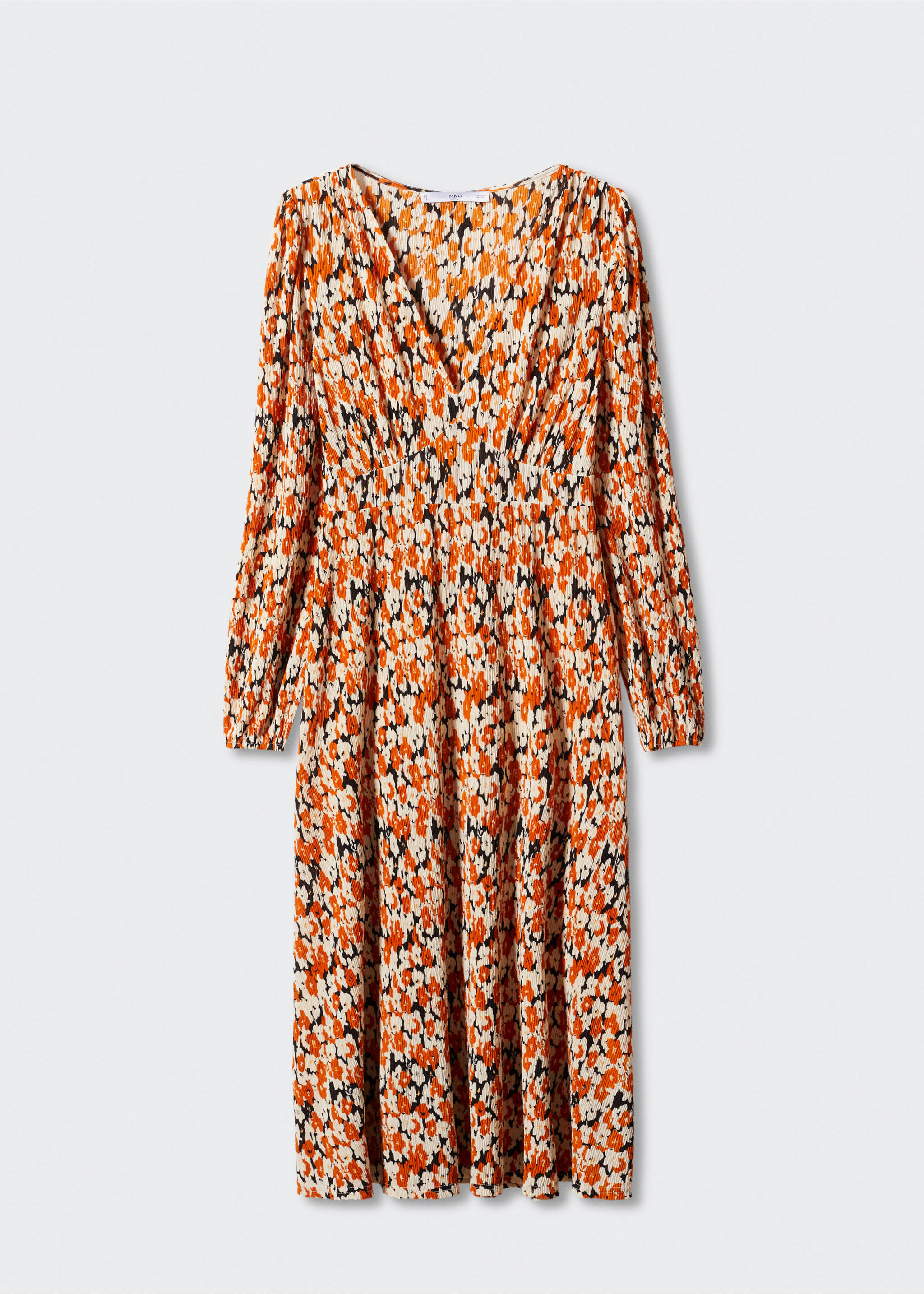 Printed textured dress - Article without model, Orange. Ref: 57083799-00.