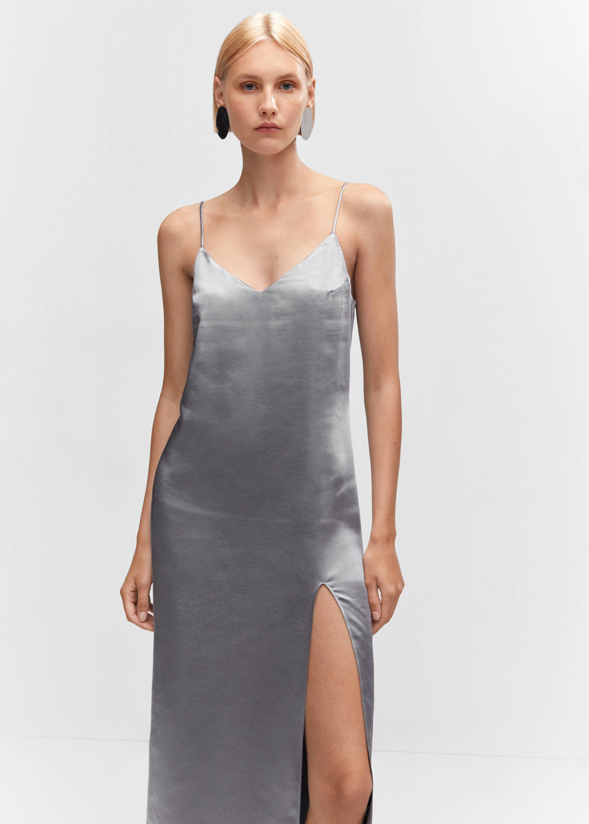 Side-slit satin dress - Medium plane