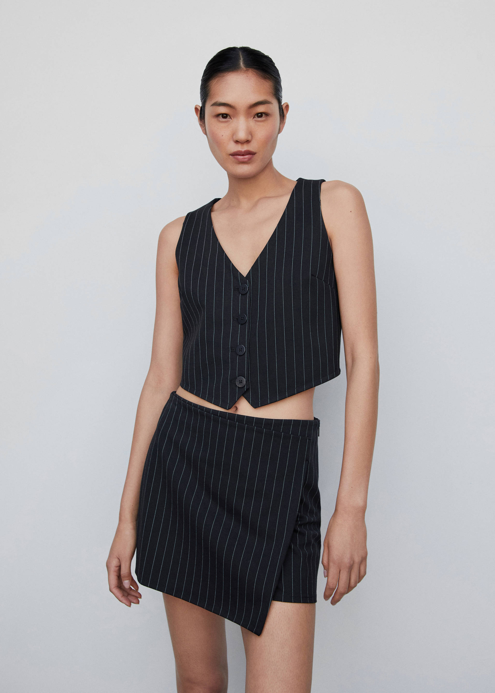 Cropped waistcoat with buttons - Medium plane